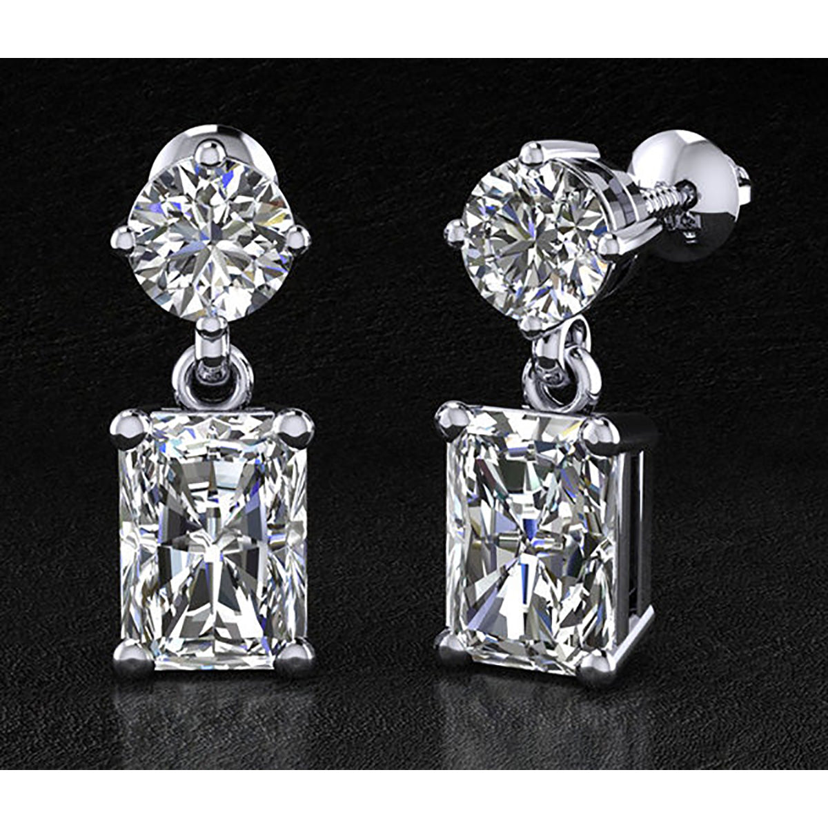 Modern Twist Emerald Cut Drop Earrings