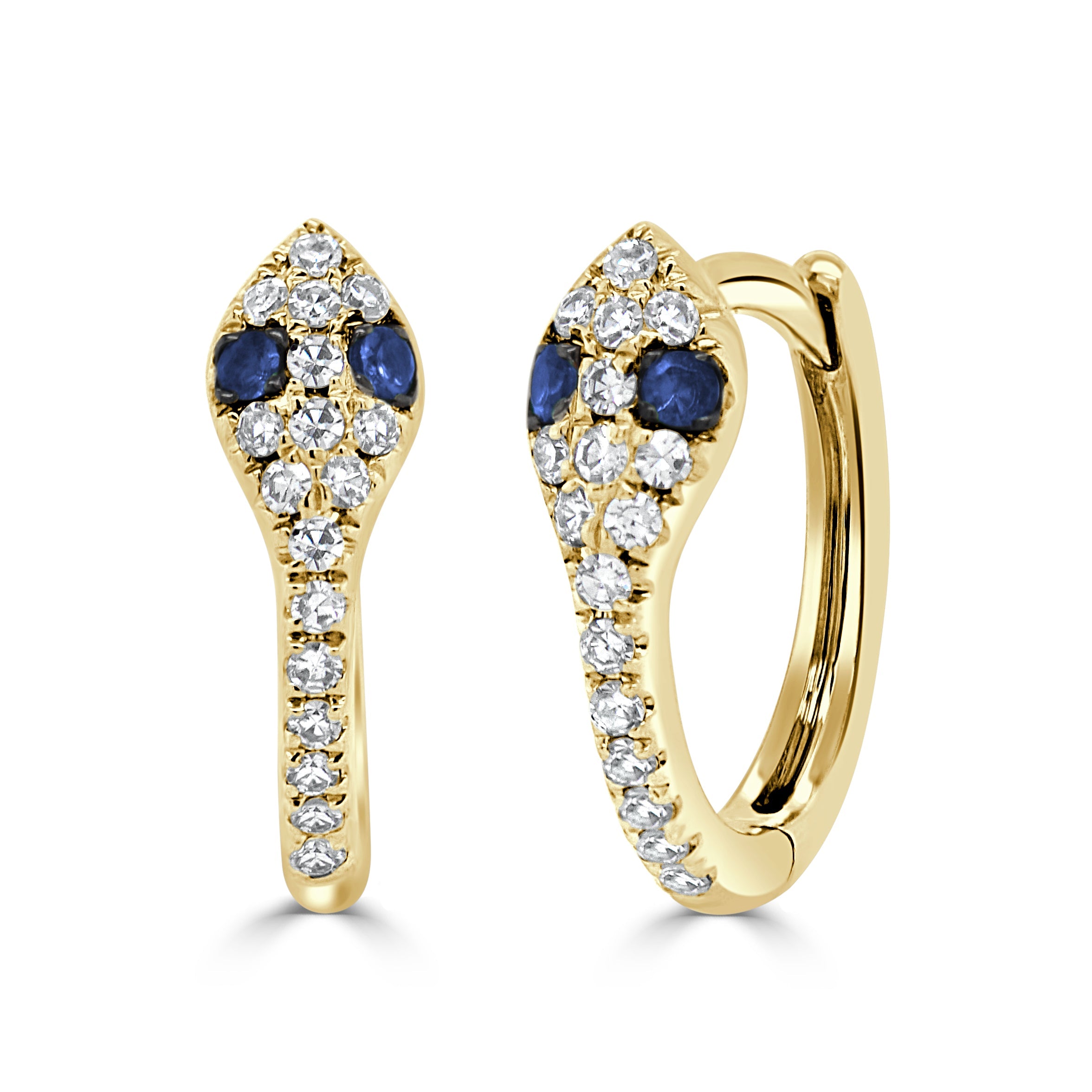 Diamond Blue Sapphire Snake Huggie Earrings