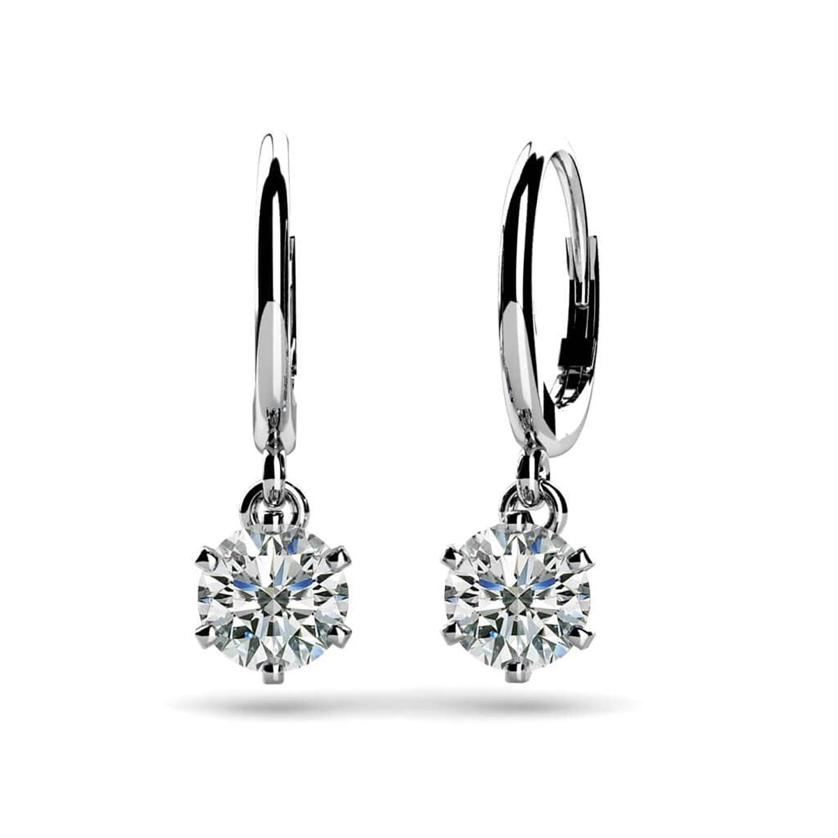 Six Prong Solitaire Diamond Drop Earrings