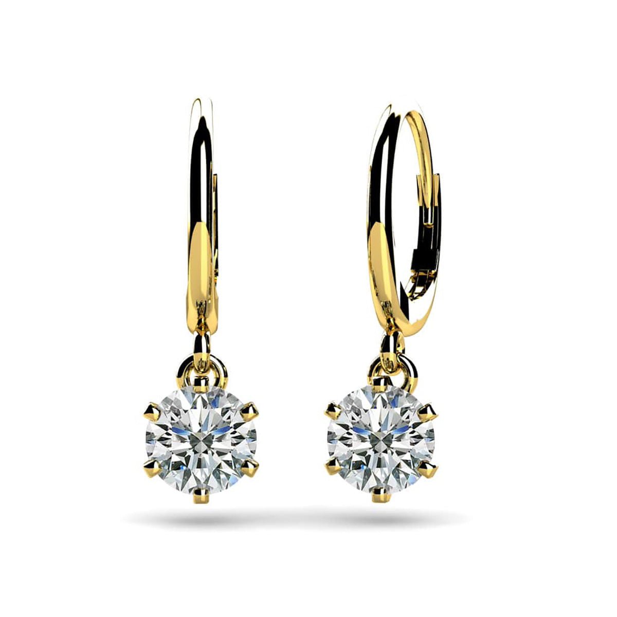 Six Prong Solitaire Diamond Drop Earrings