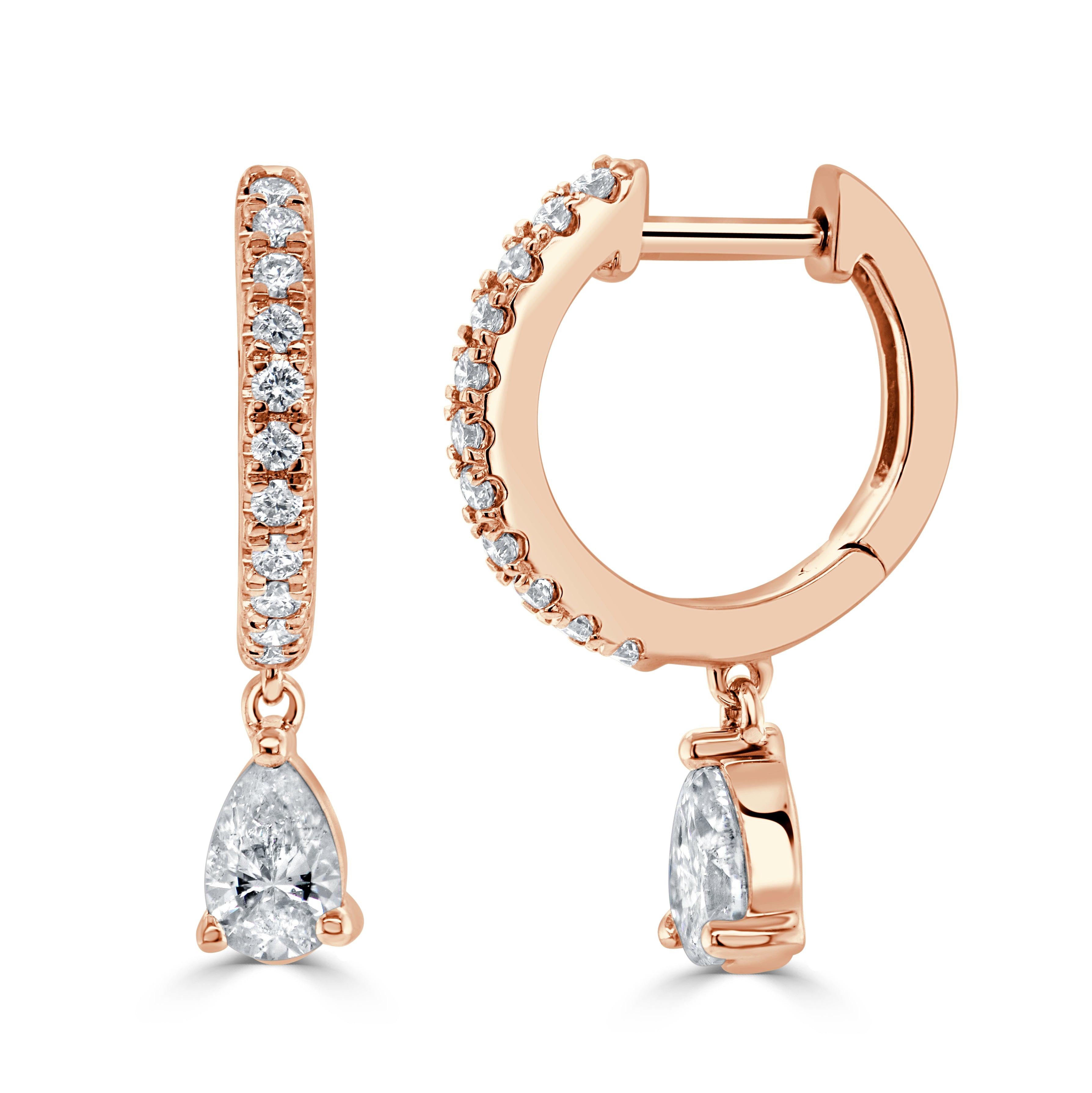 Pear-Shape Diamond Dangle Huggie Earrings