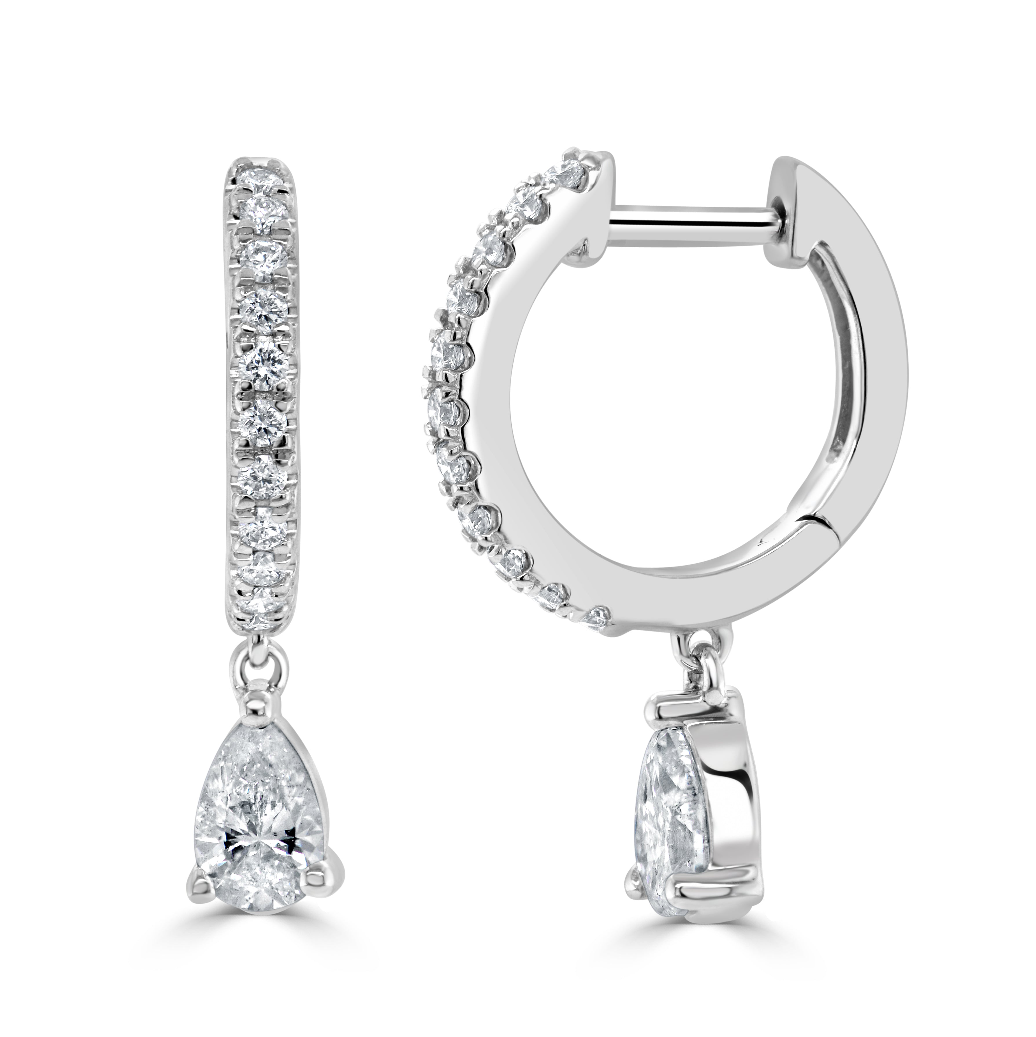 Pear-Shape Diamond Dangle Huggie Earrings