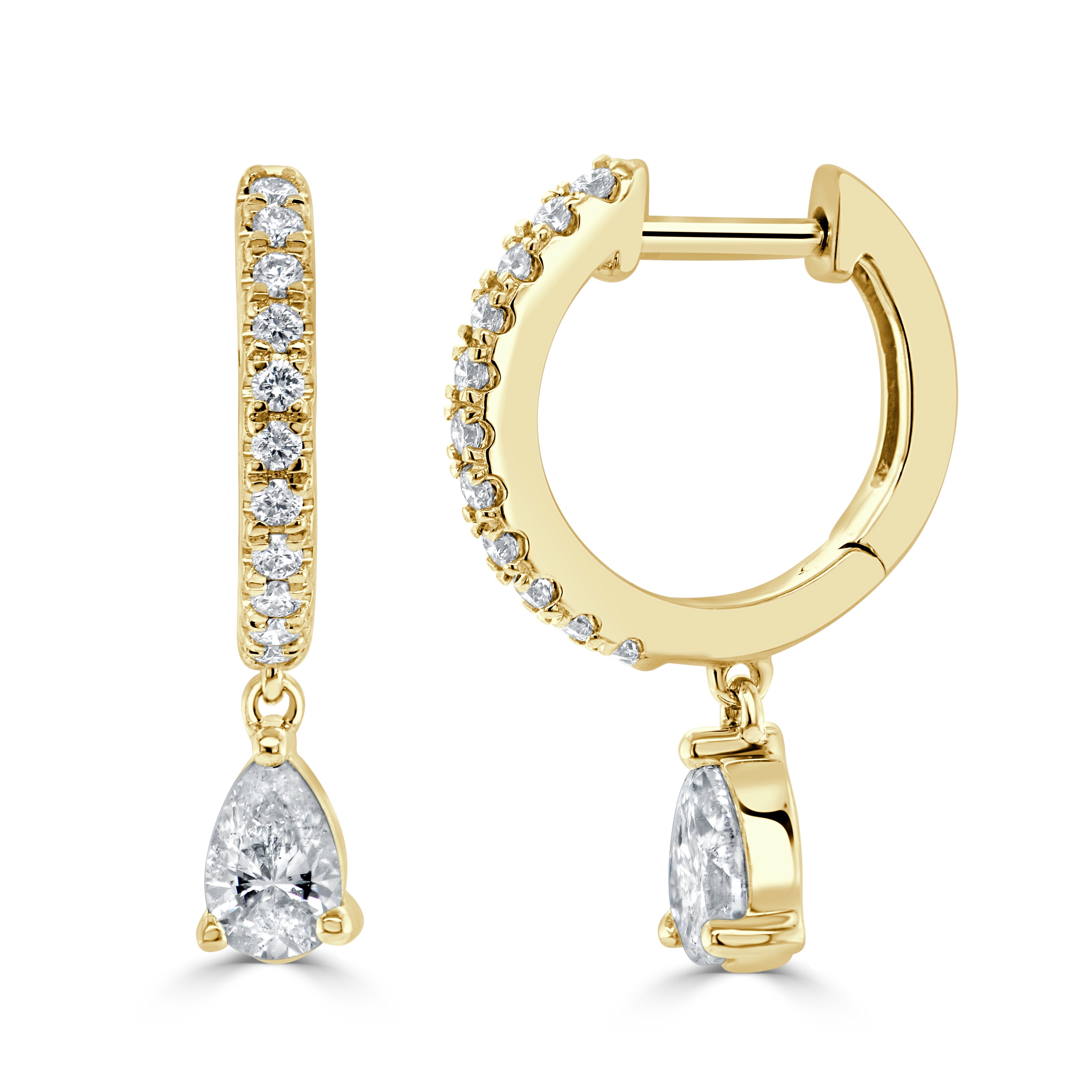 Pear-Shape Diamond Dangle Huggie Earrings