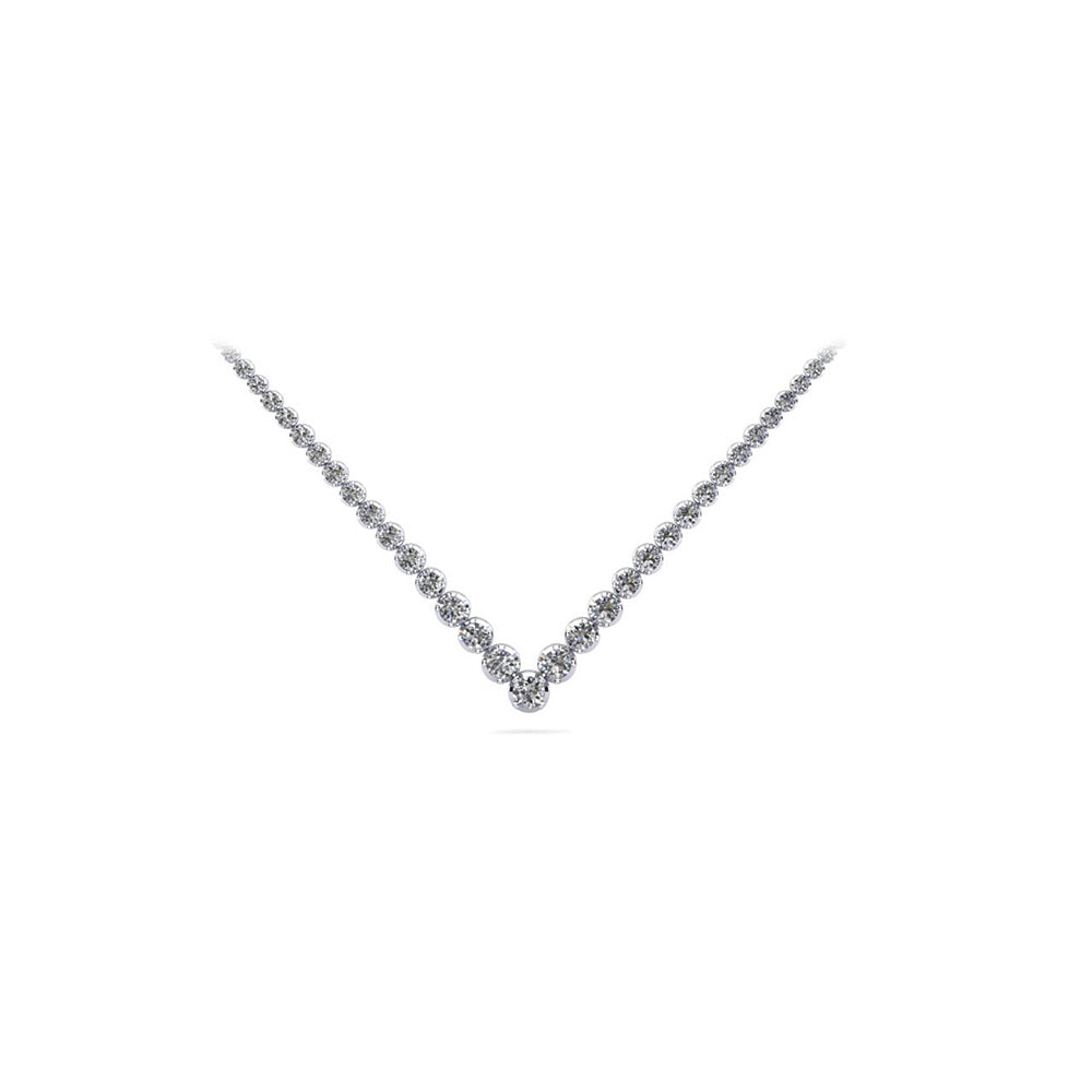 Ravishing V Neck With Graduated Diamonds Necklace