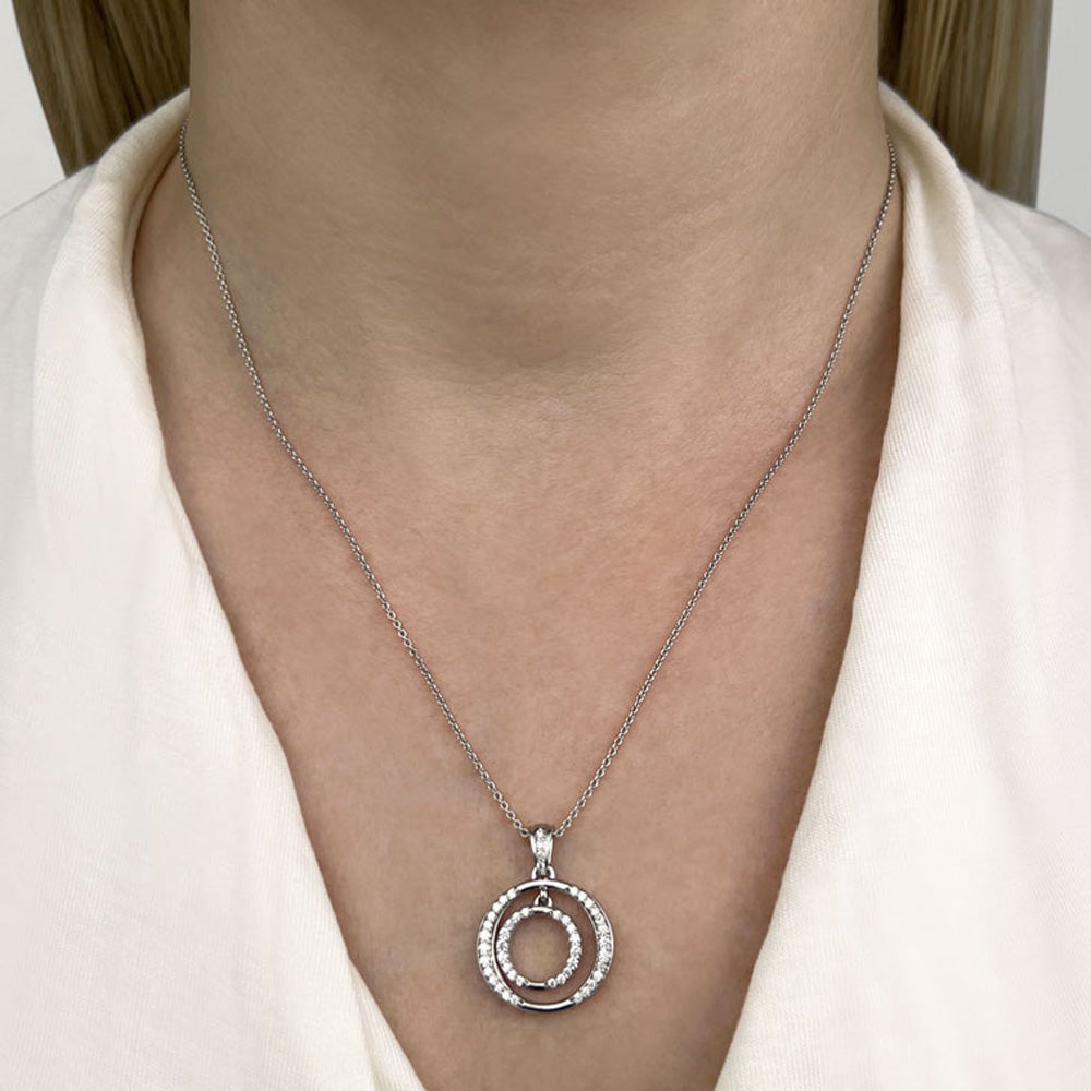 Double Drop Circle Diamond Pendant 