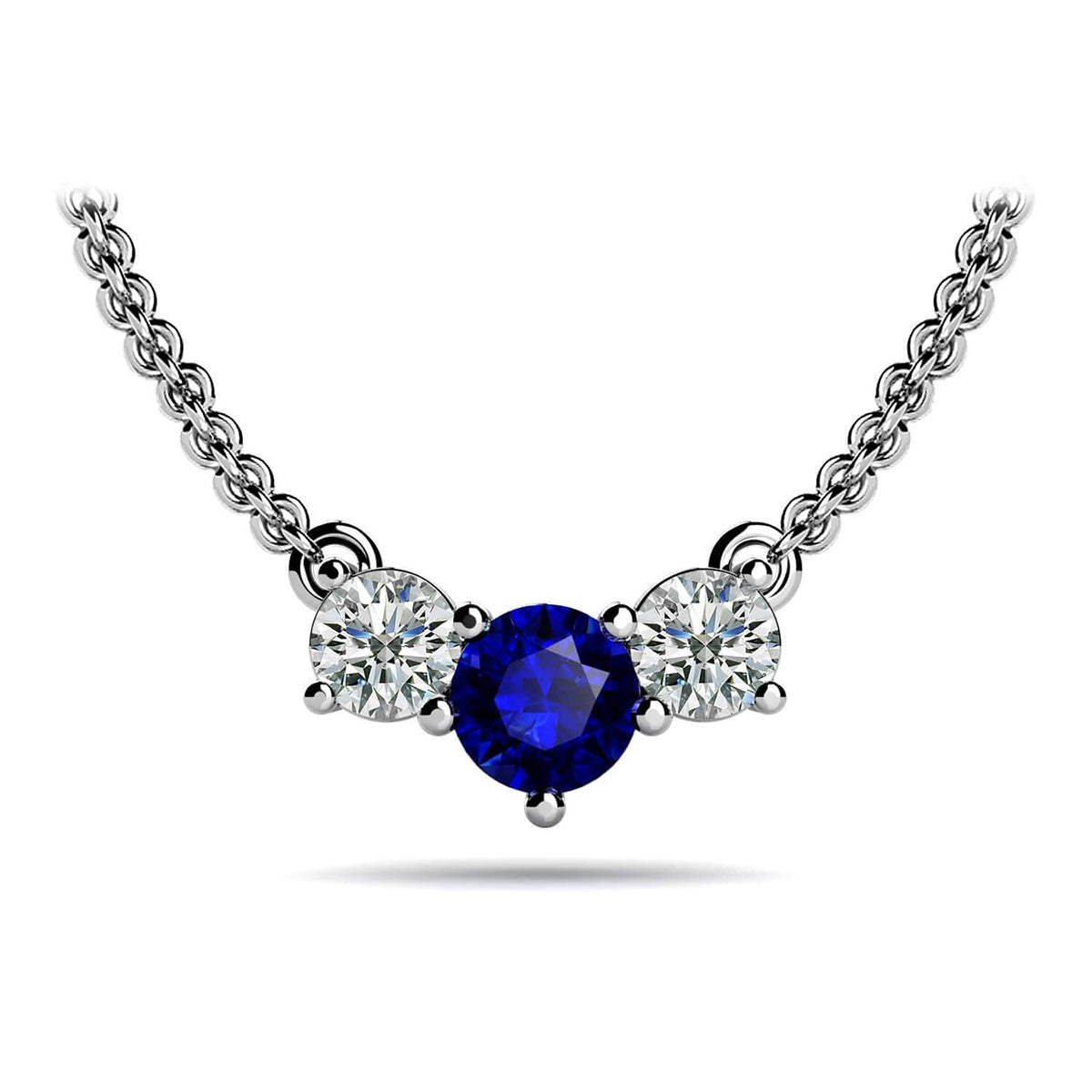 Gemstone Center Horizontal Diamond Pendant