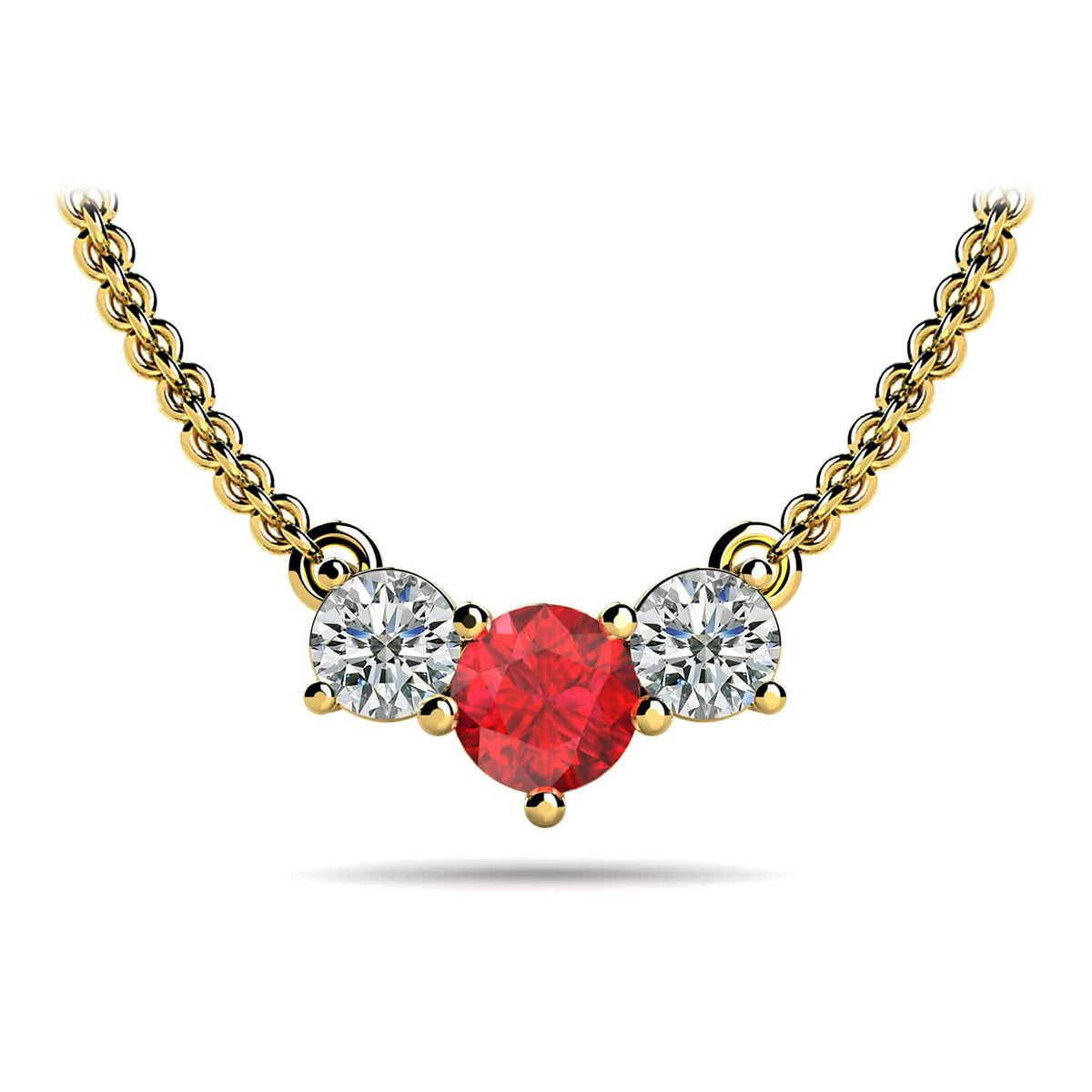 Gemstone Center Horizontal Diamond Pendant