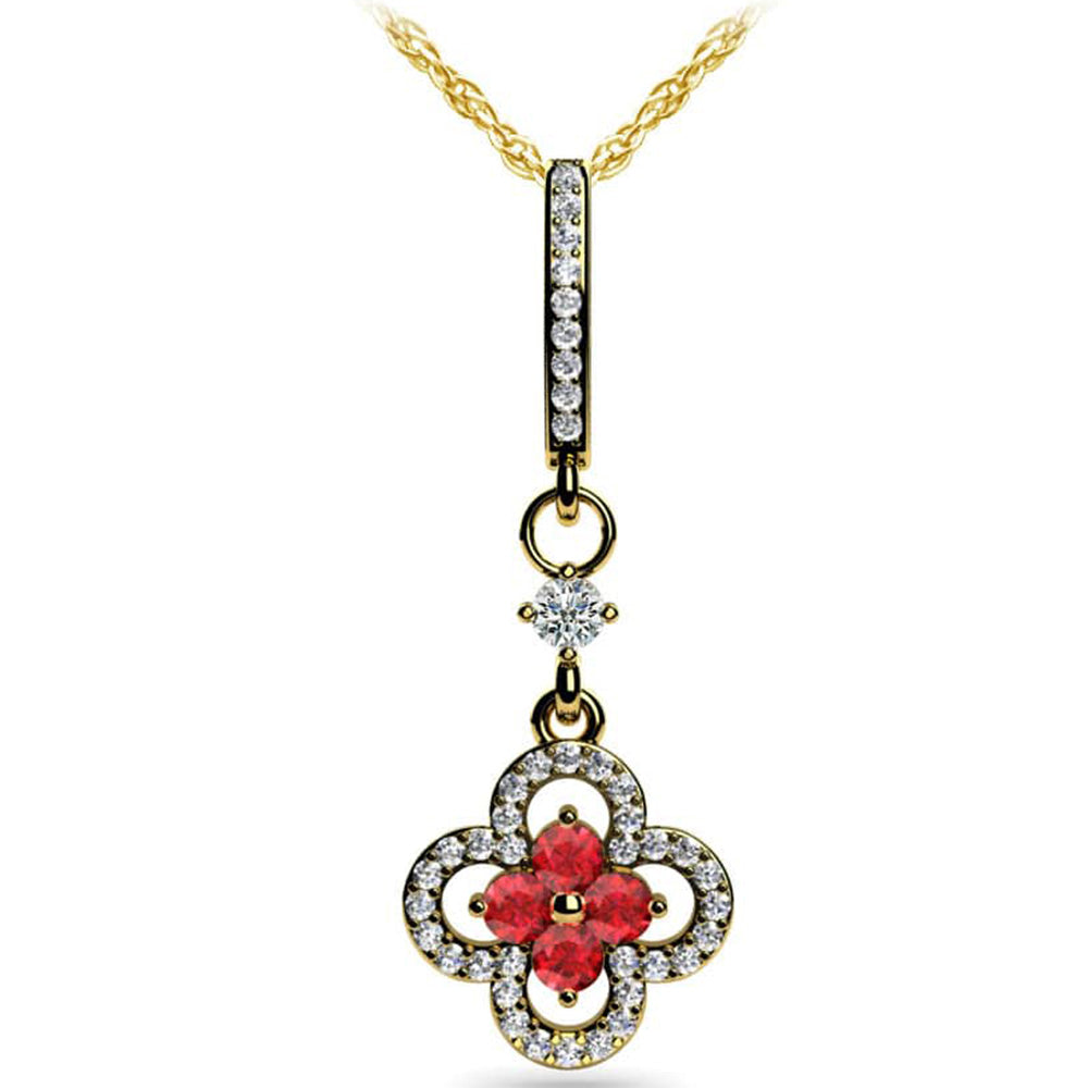 Precious Petals Gemstone Diamond Pendant
