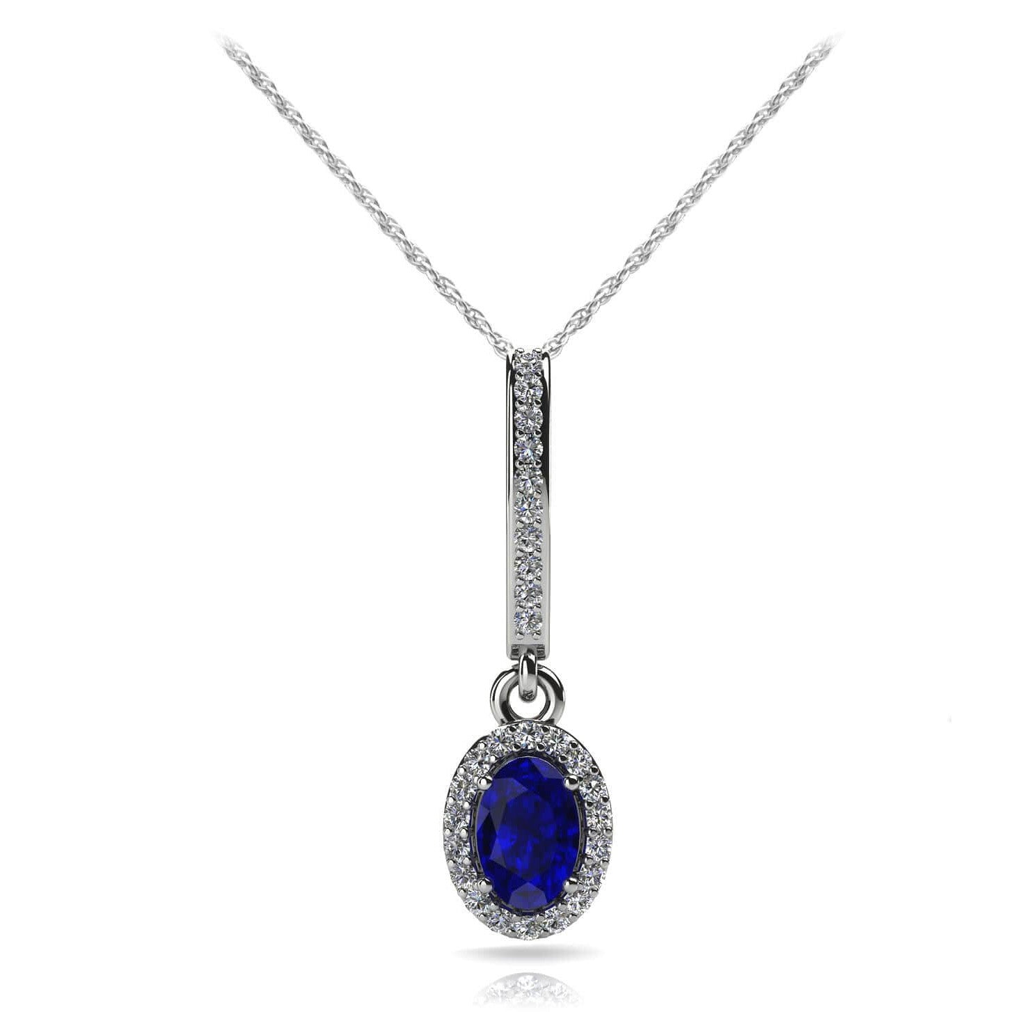 Oval Shaped Gemstone And Diamond Pendant