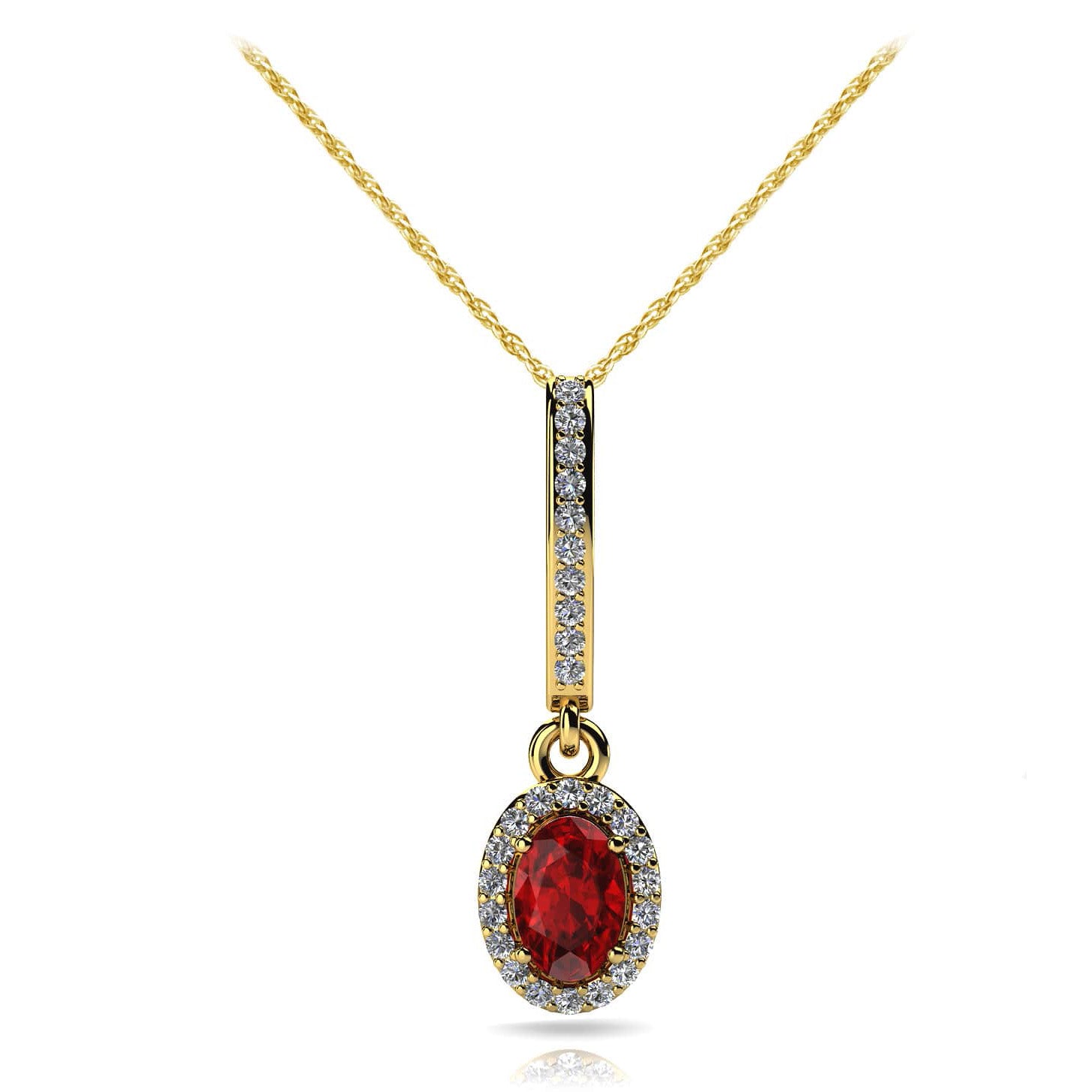 Oval Shaped Gemstone And Diamond Pendant