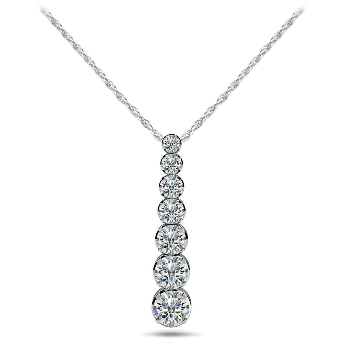Four Prong Graduated Diamond Drop Pendant 