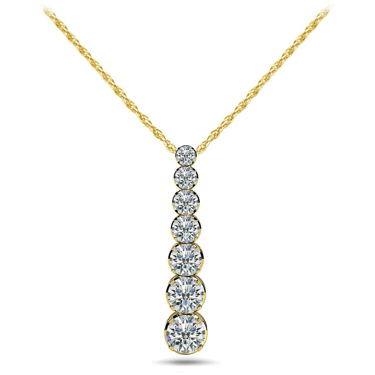 Four Prong Graduated Diamond Drop Pendant 
