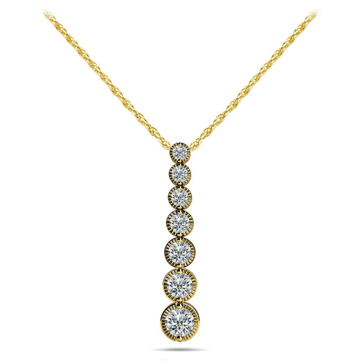 Milgrain Graduated Diamond Drop Pendant 