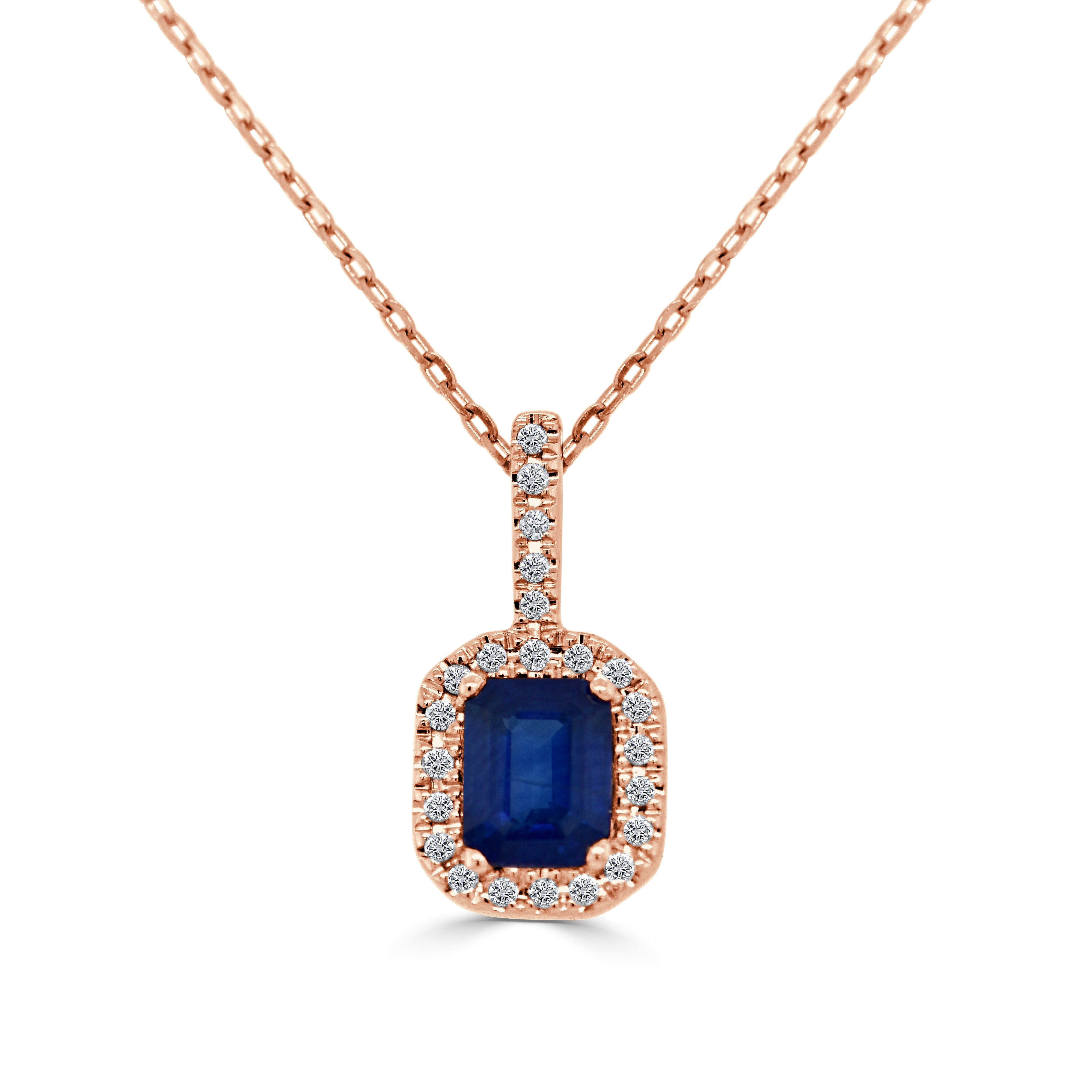 Diamond Blue Sapphire Octagon Pendant