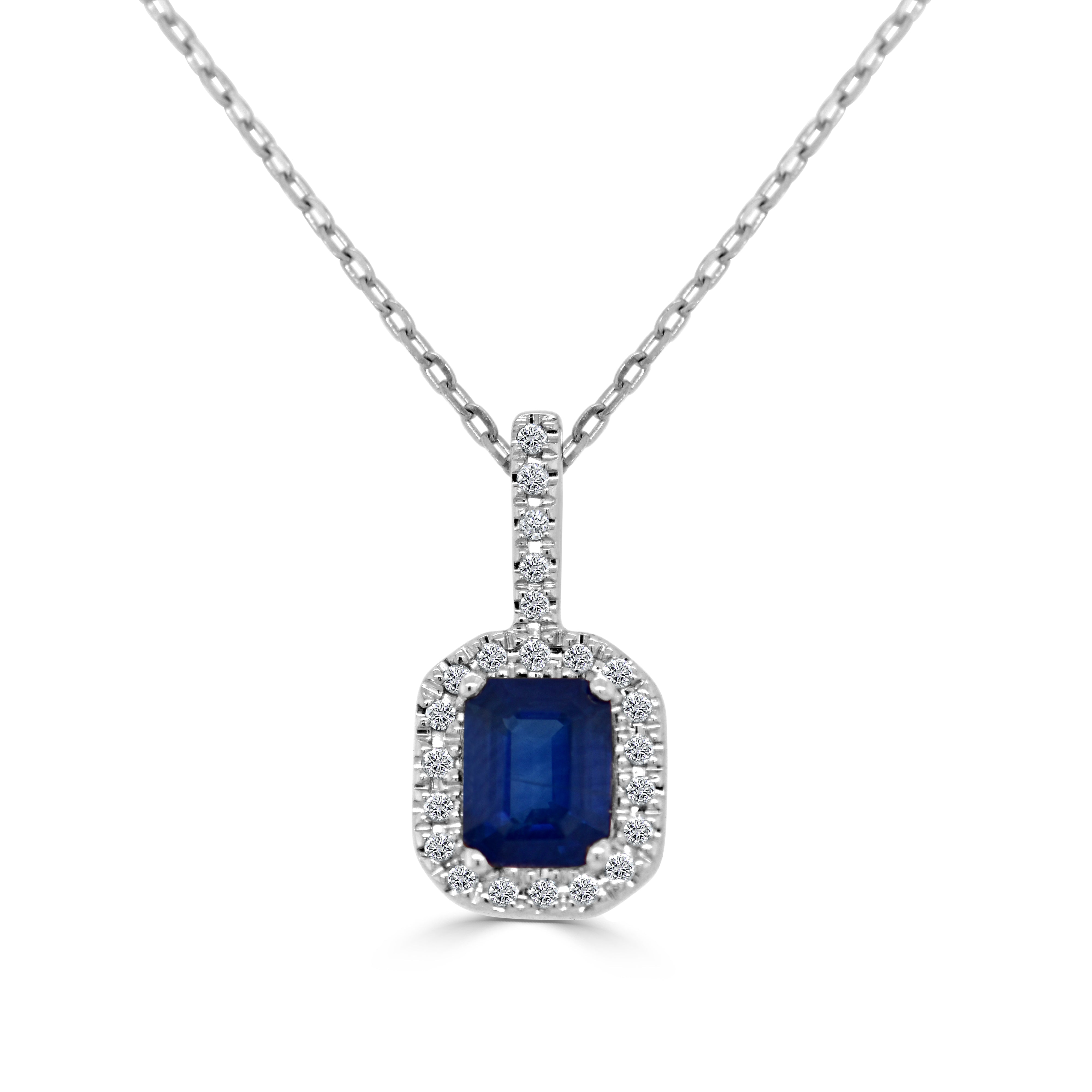 Diamond Blue Sapphire Octagon Pendant