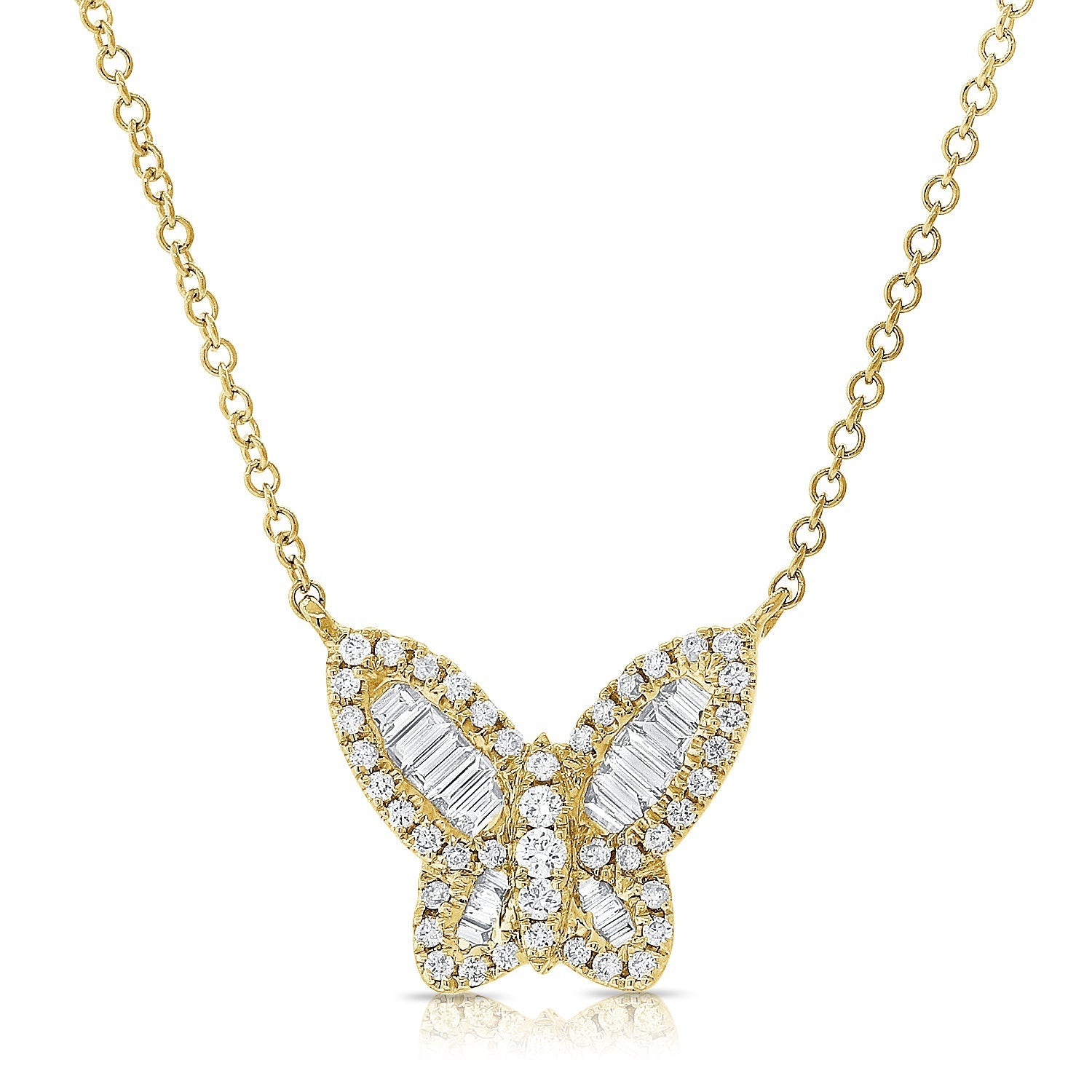 Baguette Diamond Butterfly Necklace