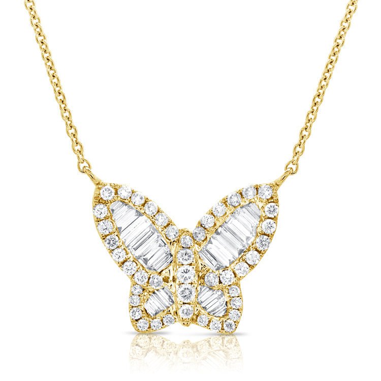 Baguette Diamond Butterfly Necklace
