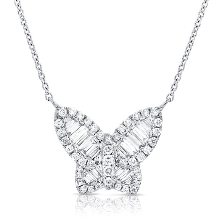 Baguette Diamond Butterfly Necklace