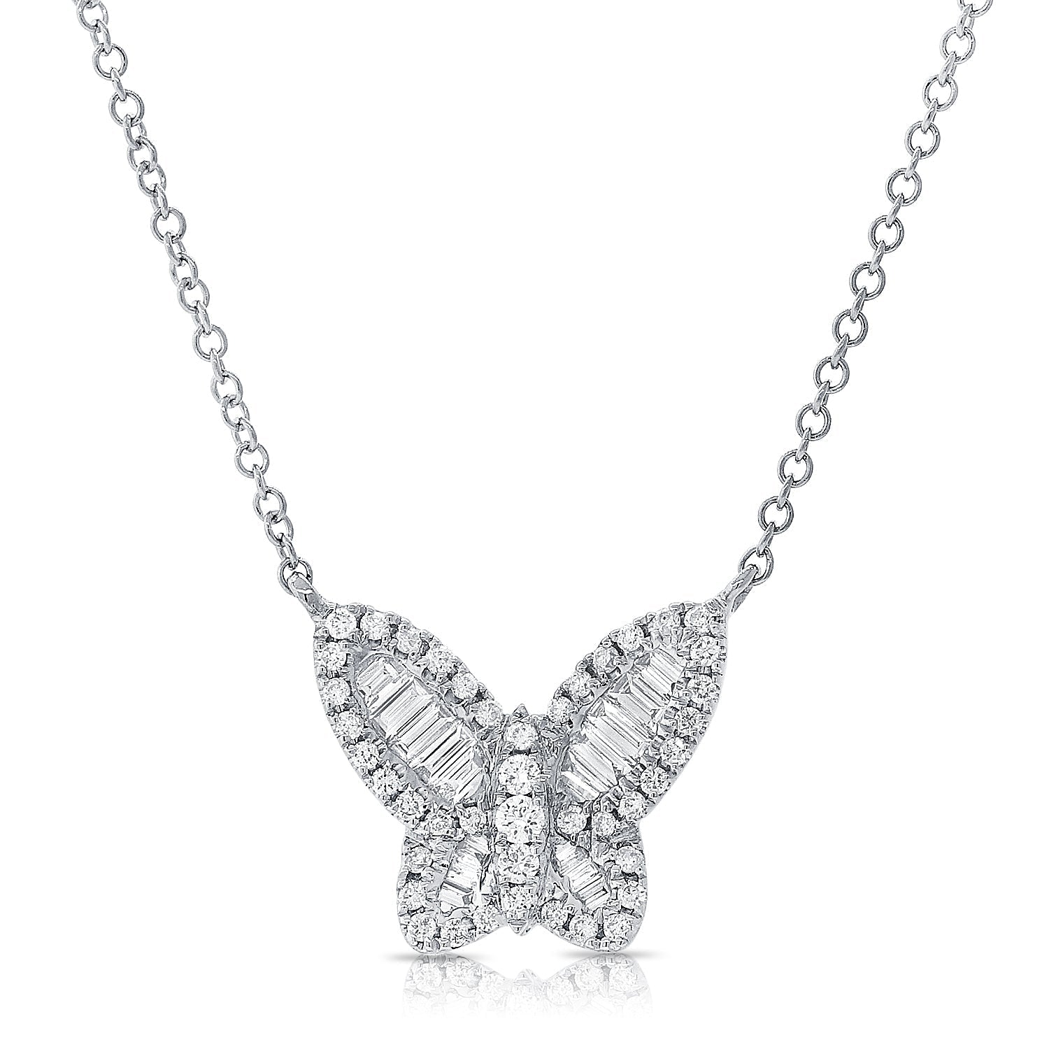 Baguette Diamond Butterfly Necklace