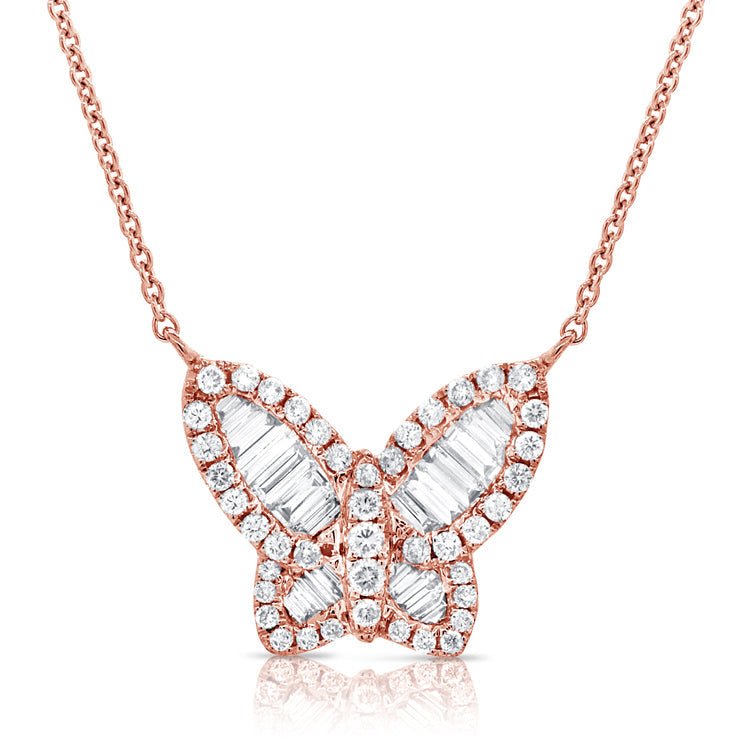 Baguette Diamond Butterfly Necklace