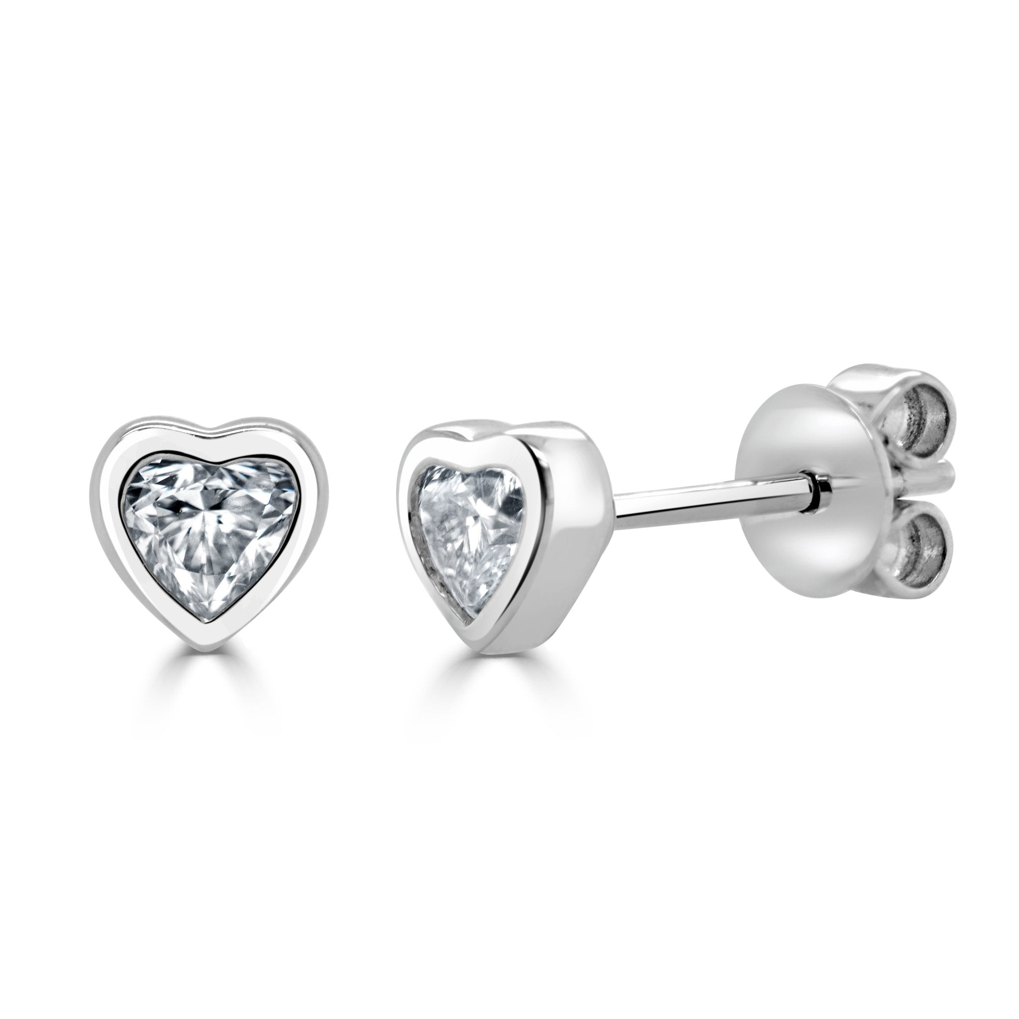 Bezel Heart Shape Diamond Studs