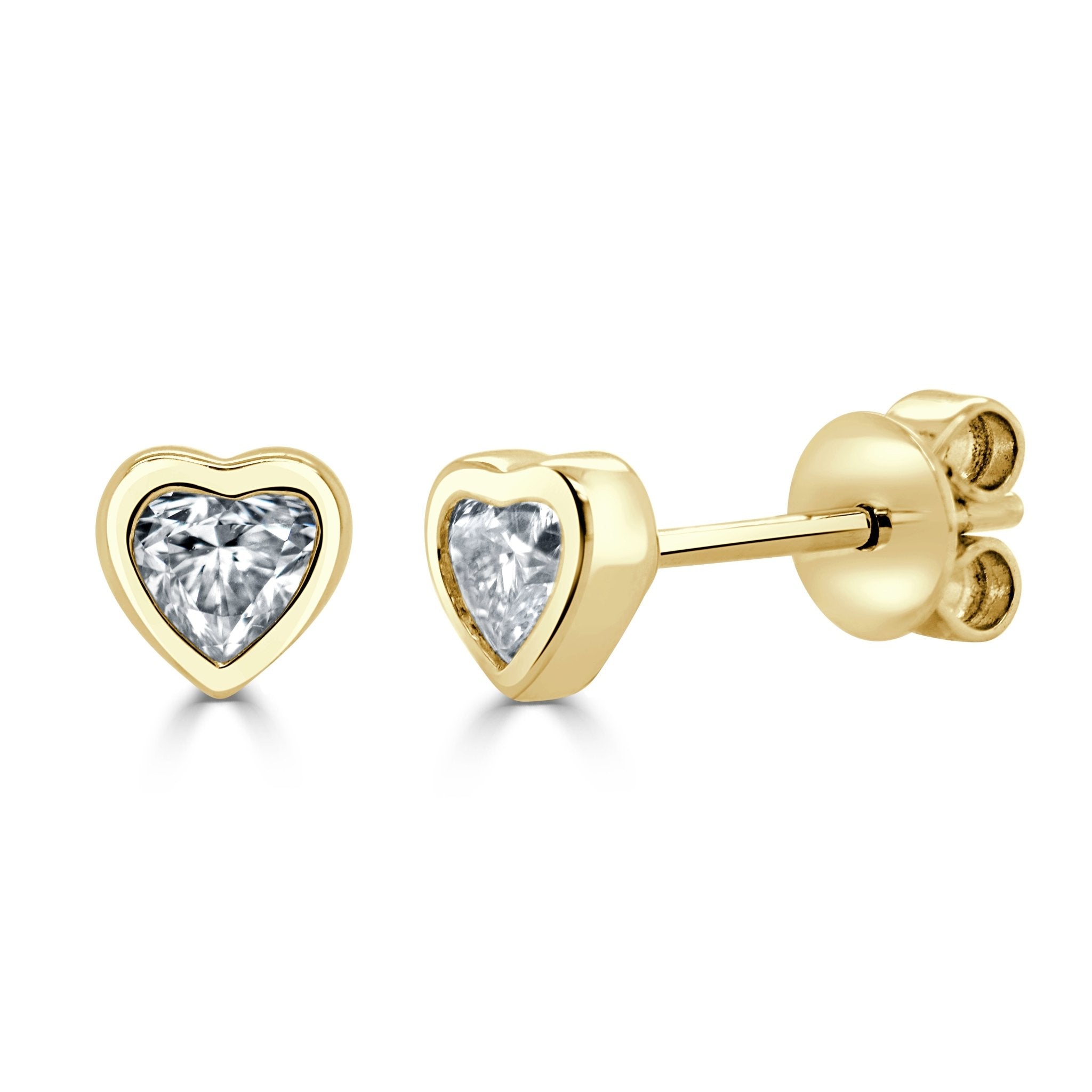 Bezel Heart Shape Diamond Studs