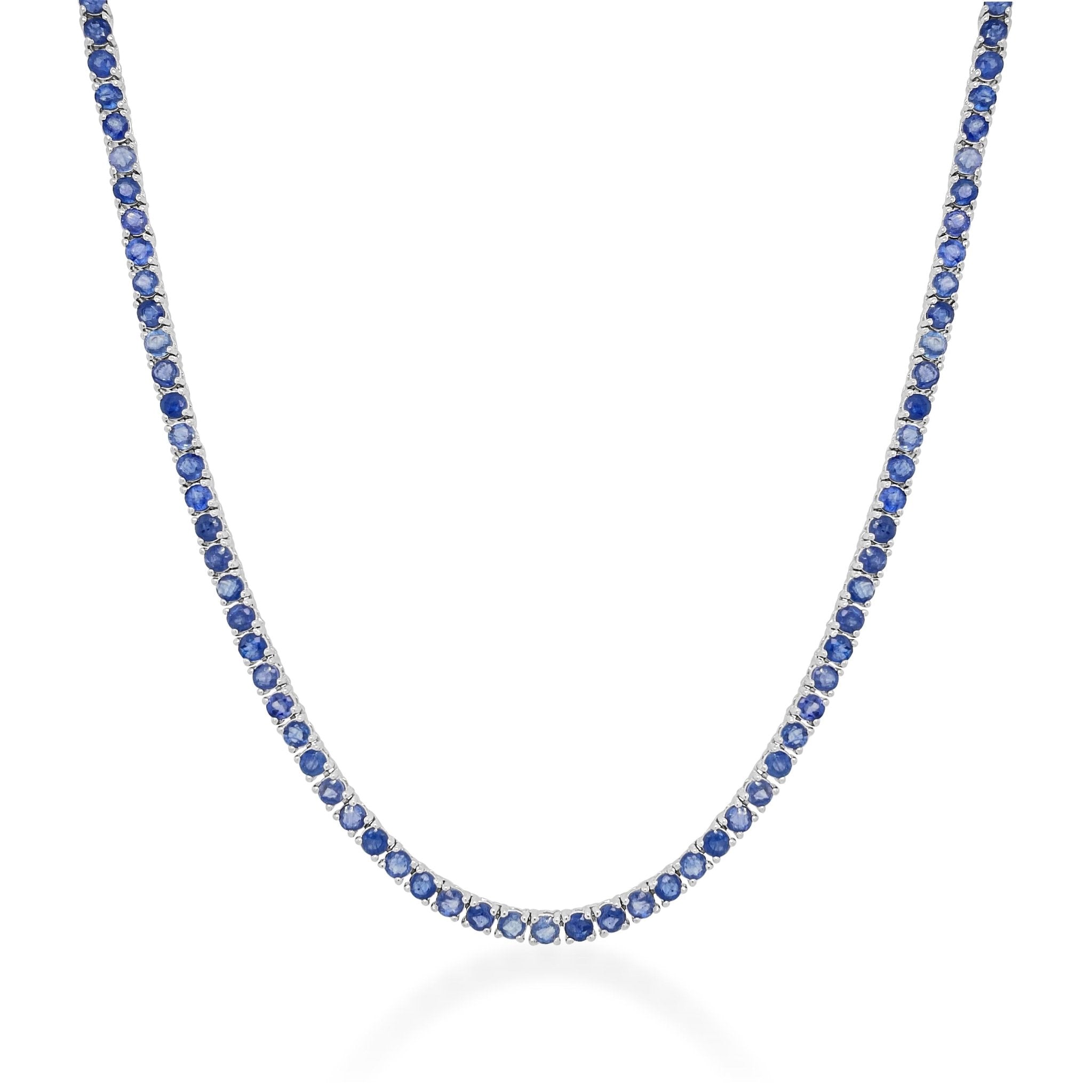 Blue Sapphire Tennis Necklace