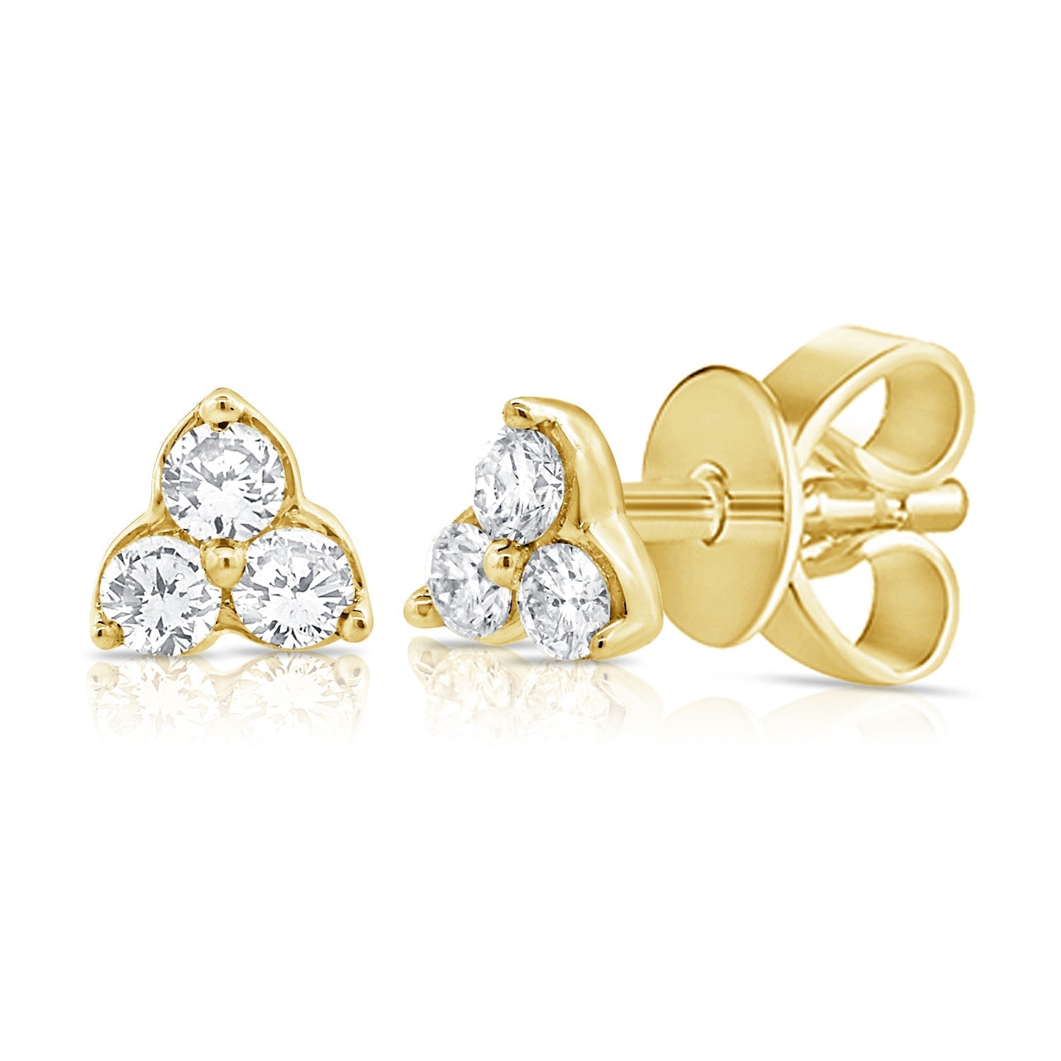 Diamond 3 - Stone Stud Earrings