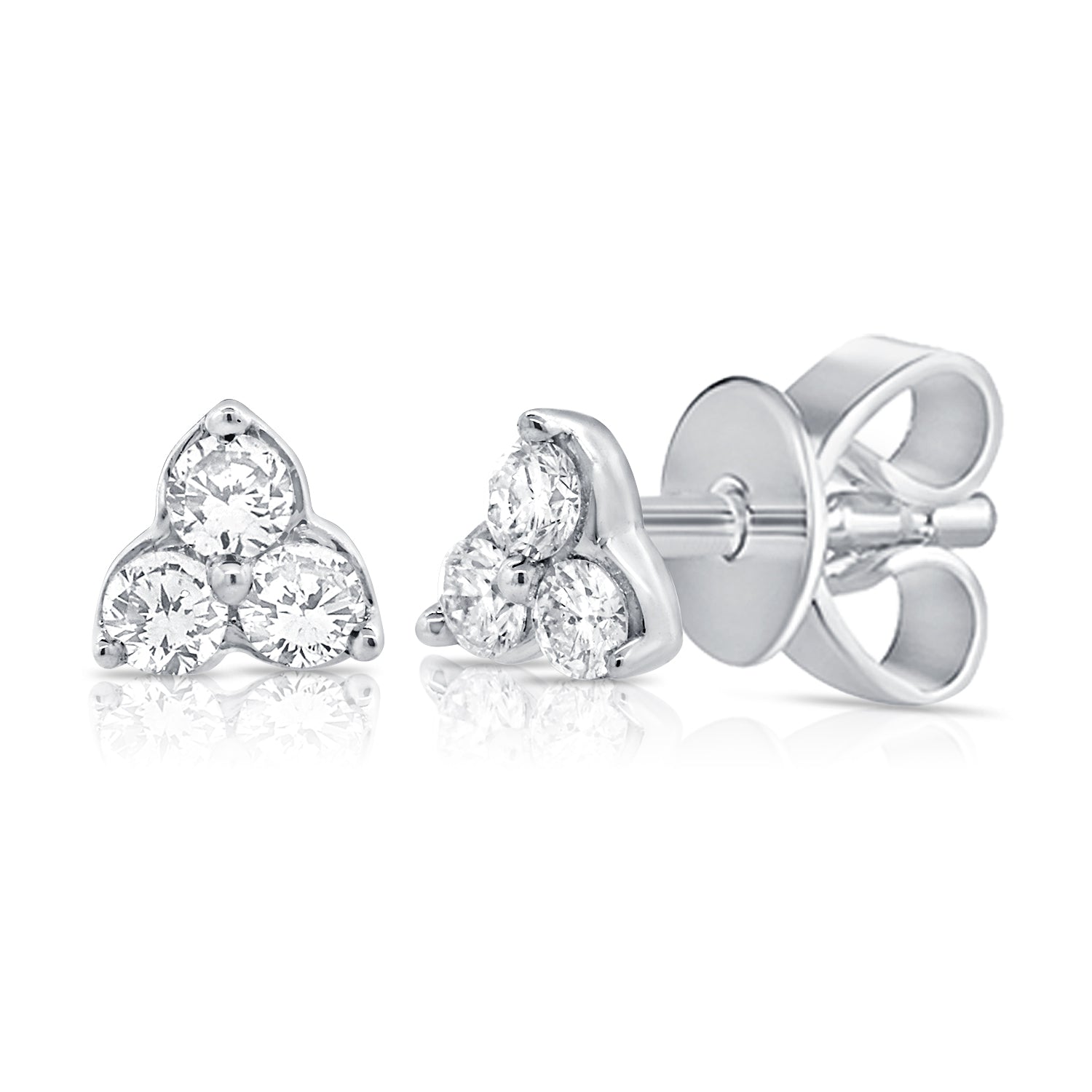 Diamond 3 - Stone Stud Earrings