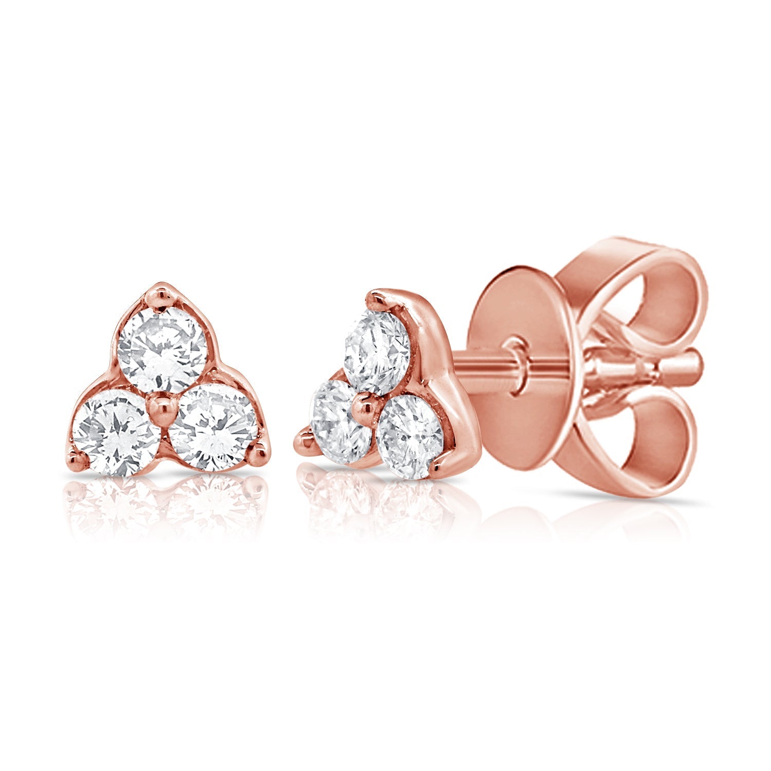 Diamond 3 - Stone Stud Earrings