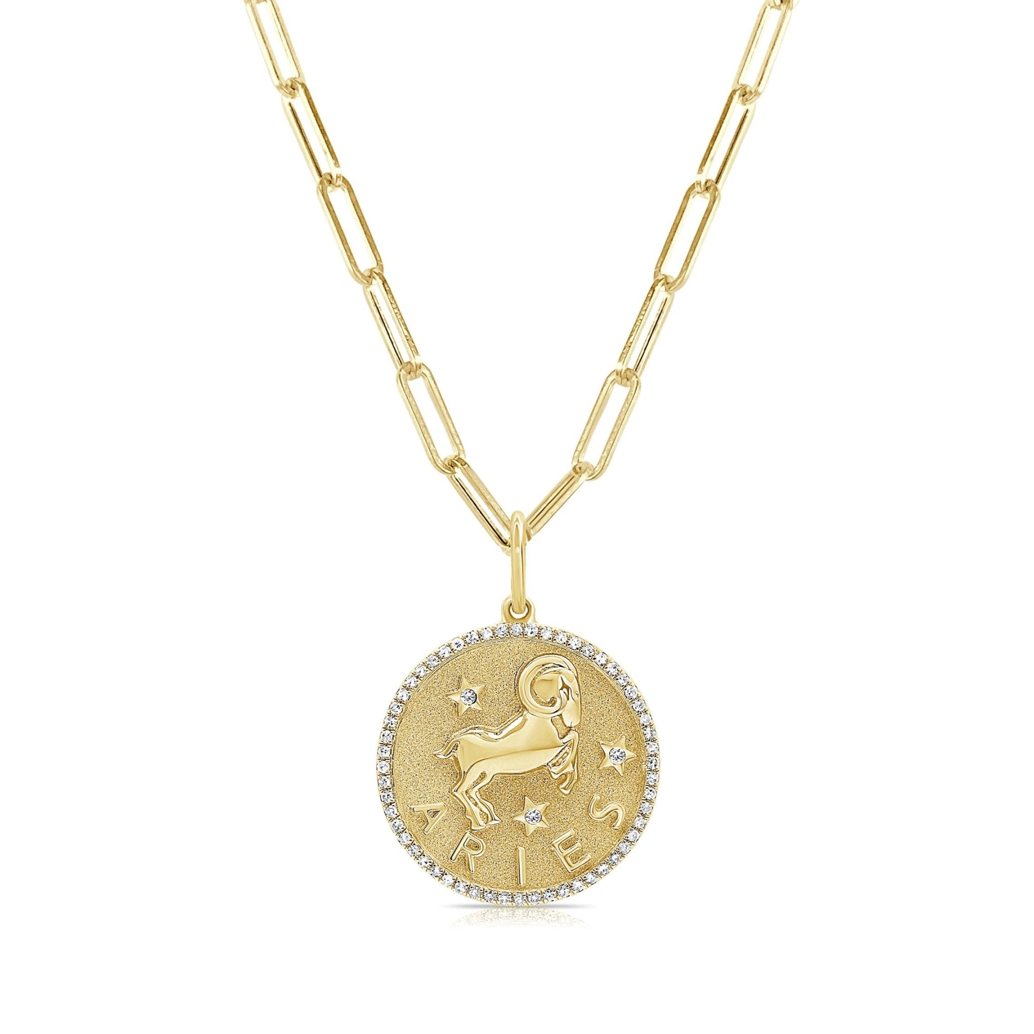 Diamond Aries Zodiac Charm Necklace