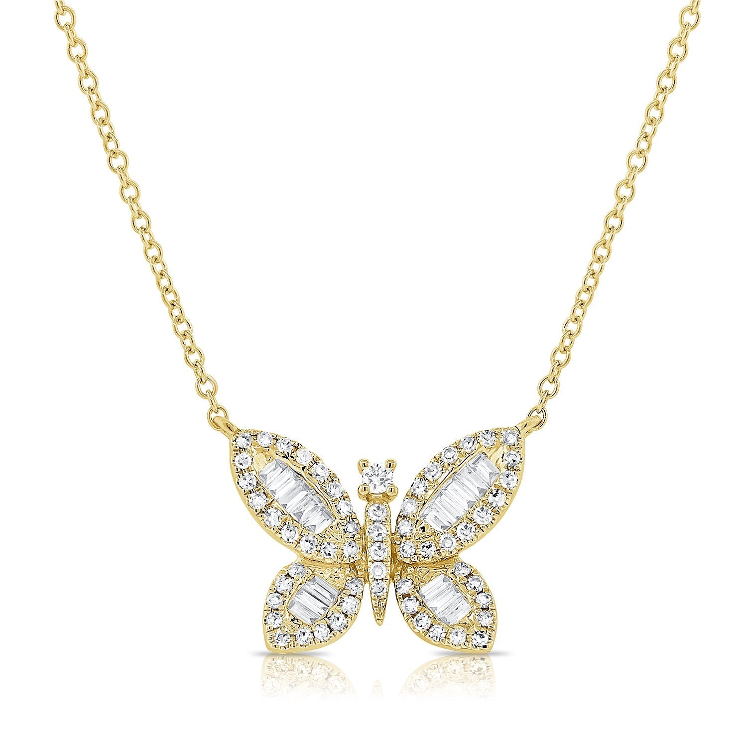 Diamond Baguette Butterfly Necklace
