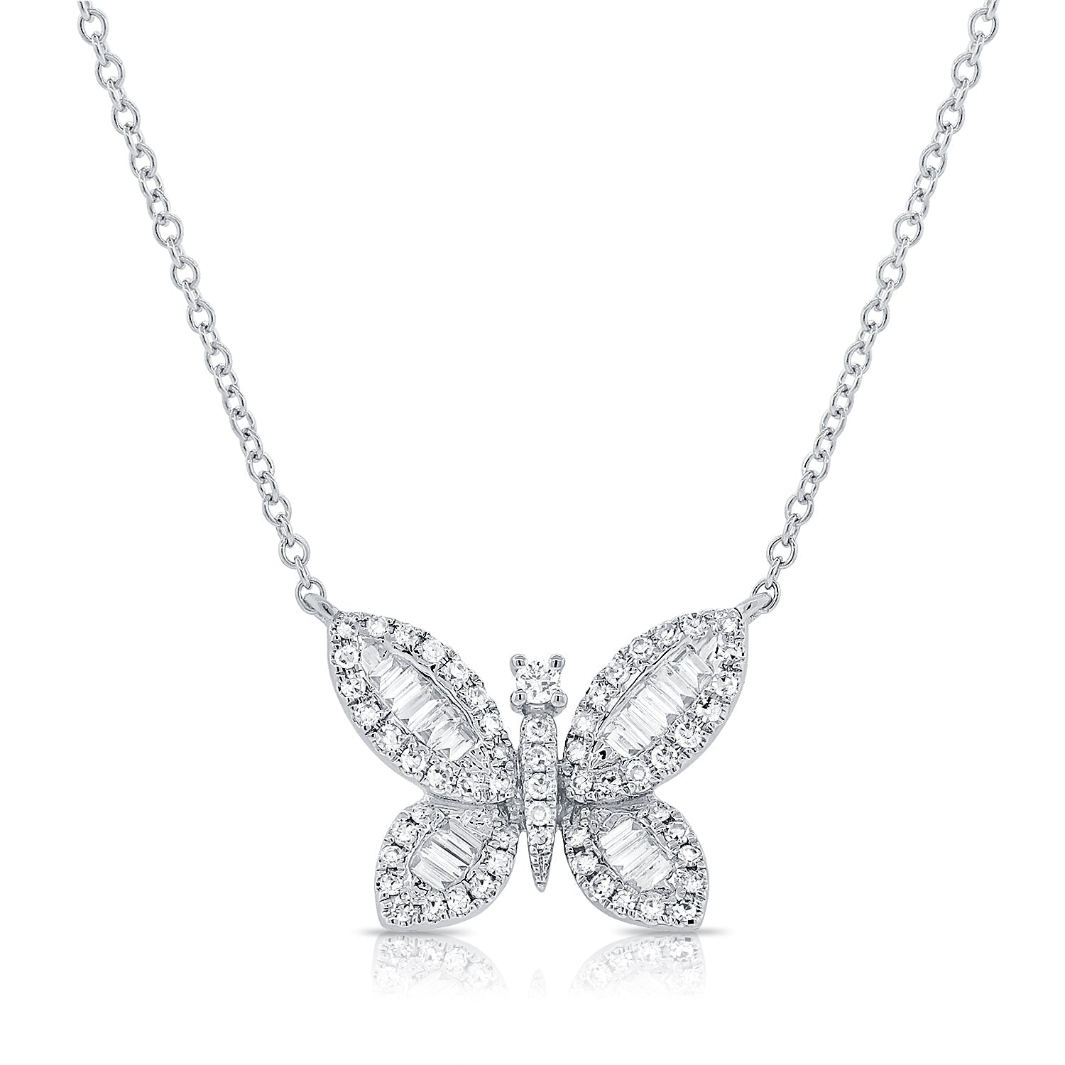 Diamond Baguette Butterfly Necklace