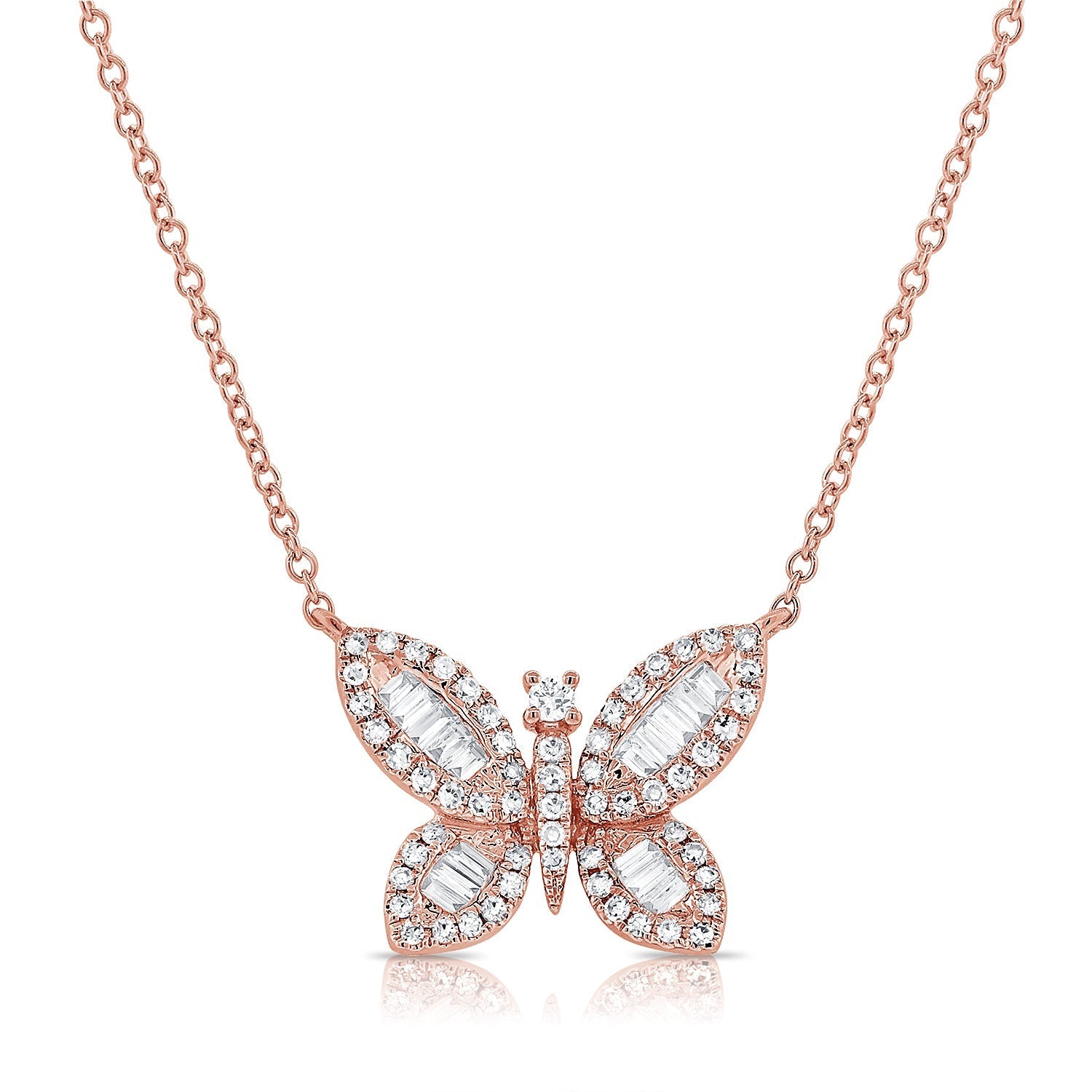Diamond Baguette Butterfly Necklace