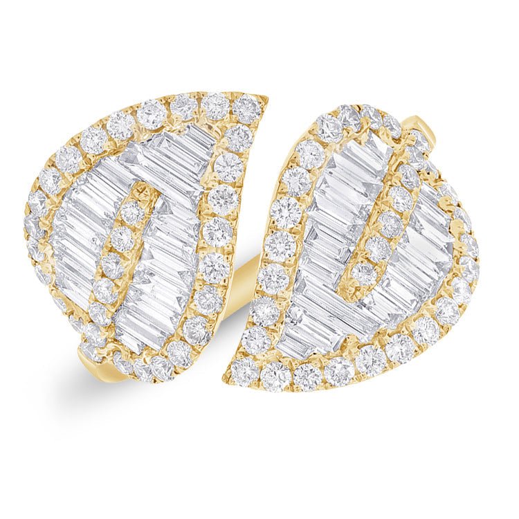 Diamond Baguette Crossover Leaf Ring