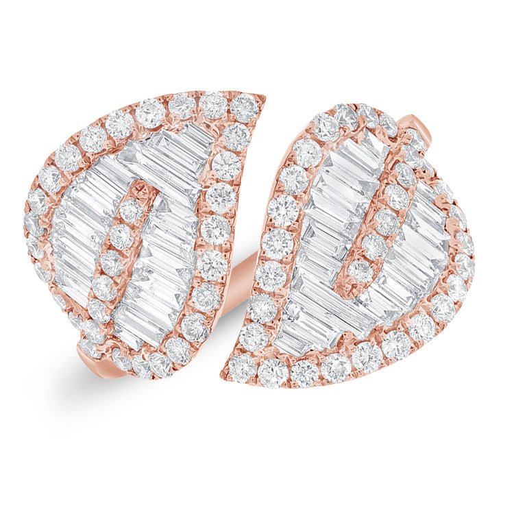 Diamond Baguette Crossover Leaf Ring