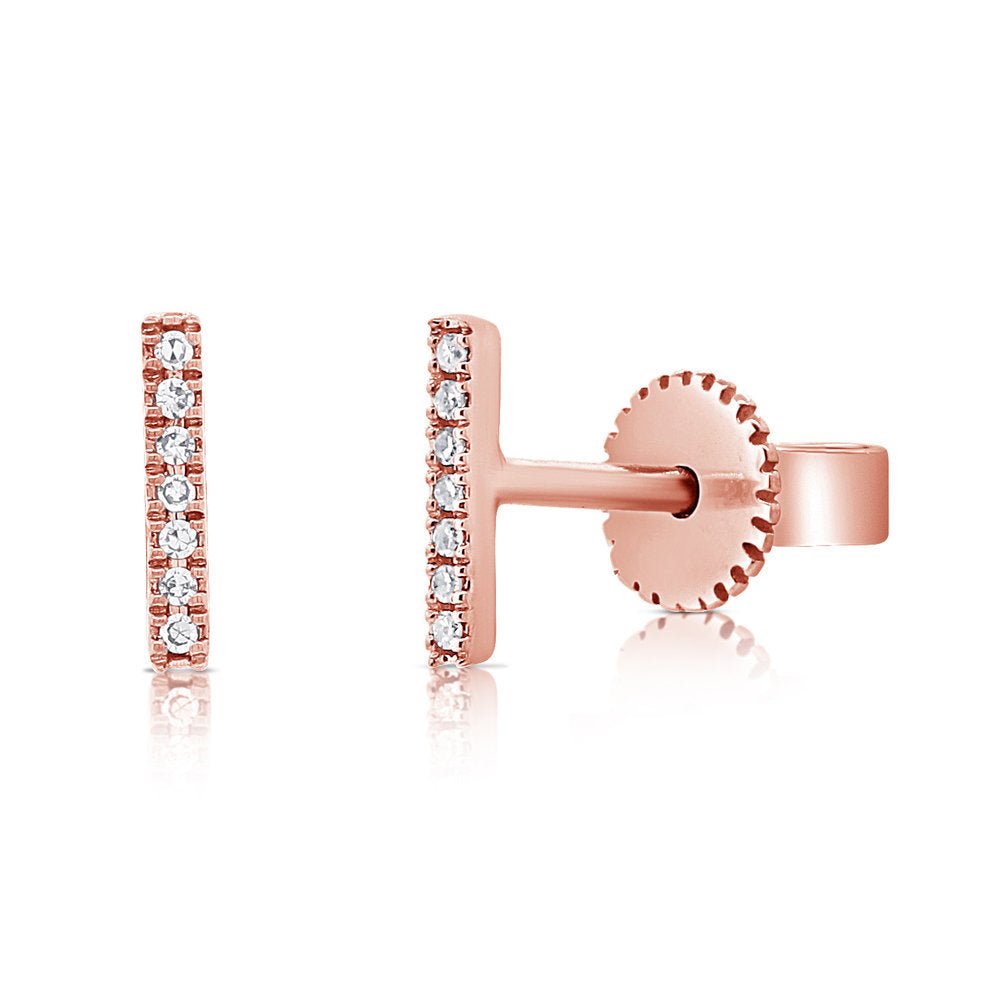 Diamond Bar Stud Earrings
