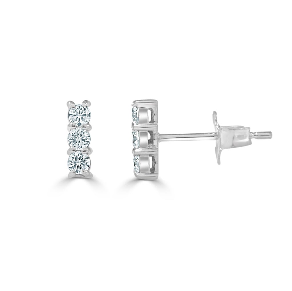 Diamond Bar Stud Earrings