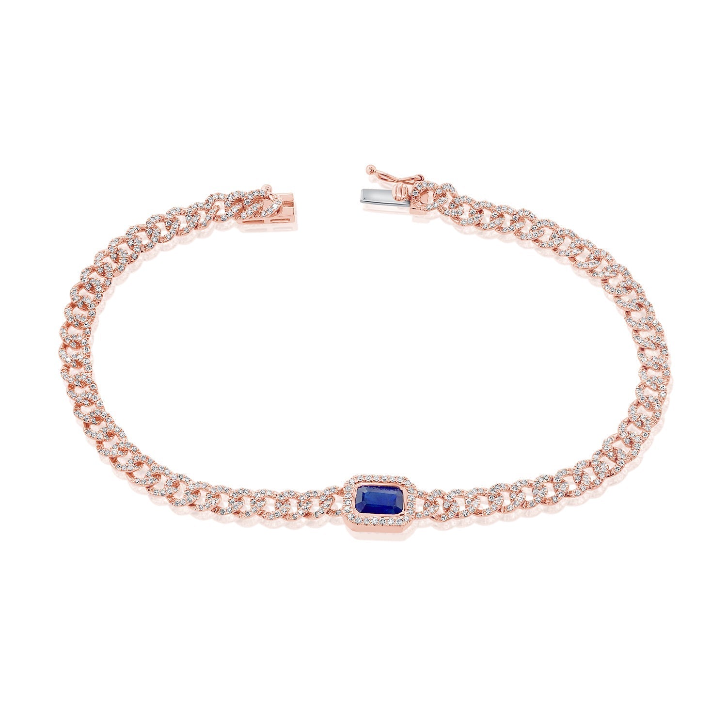 Diamond Blue Sapphire Link Bracelet