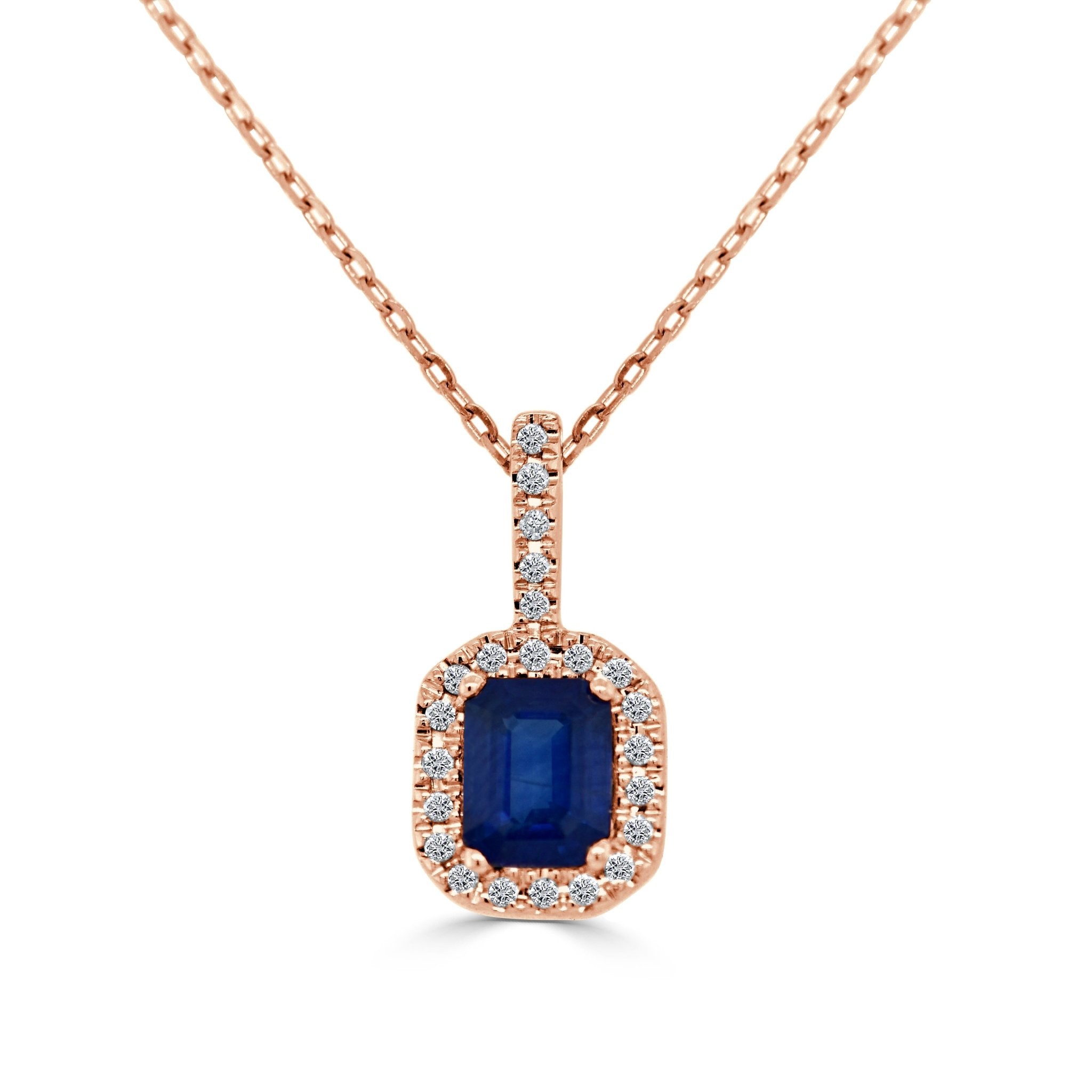 Diamond Blue Sapphire Octagon Pendant