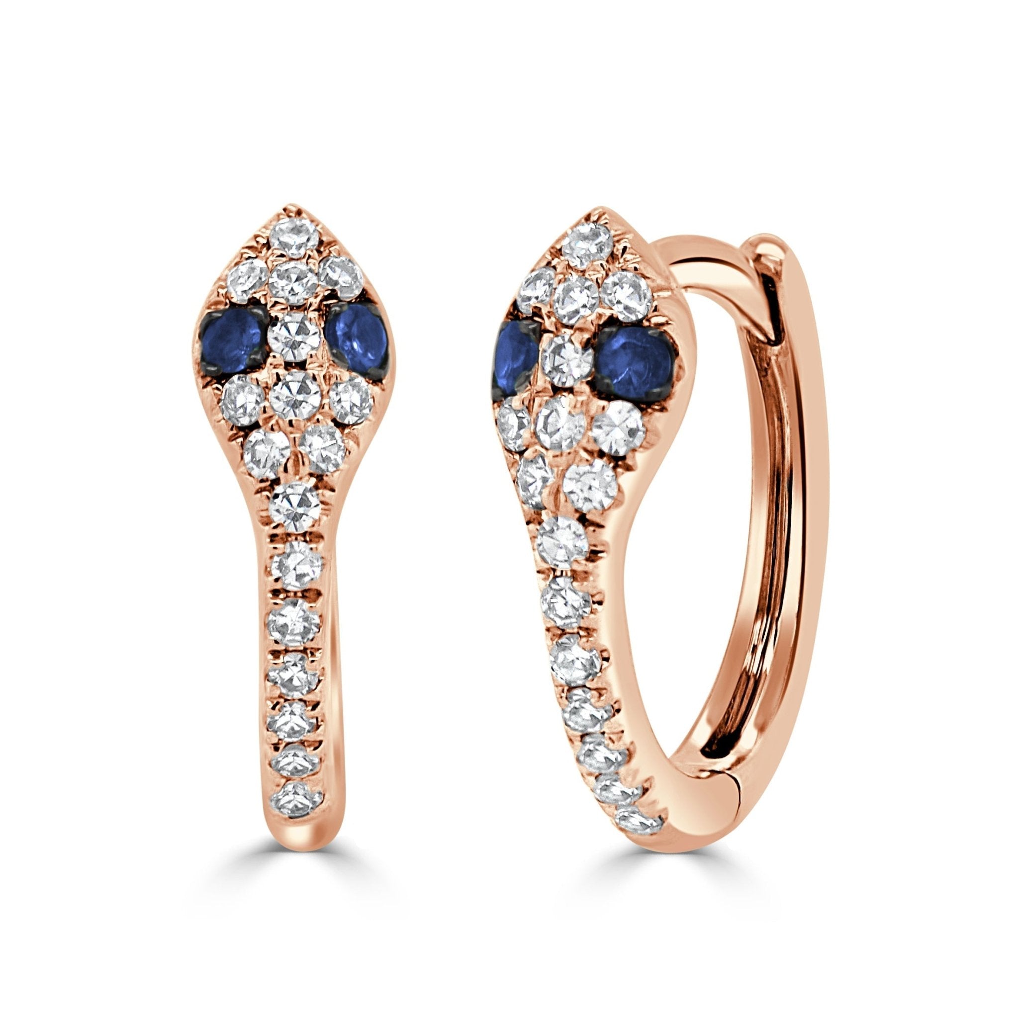 Diamond Blue Sapphire Snake Huggie Earrings