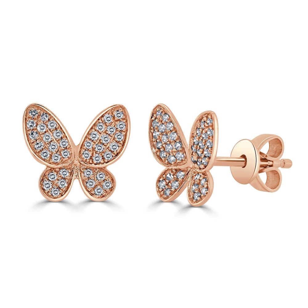 Diamond Butterfly Stud Earrings