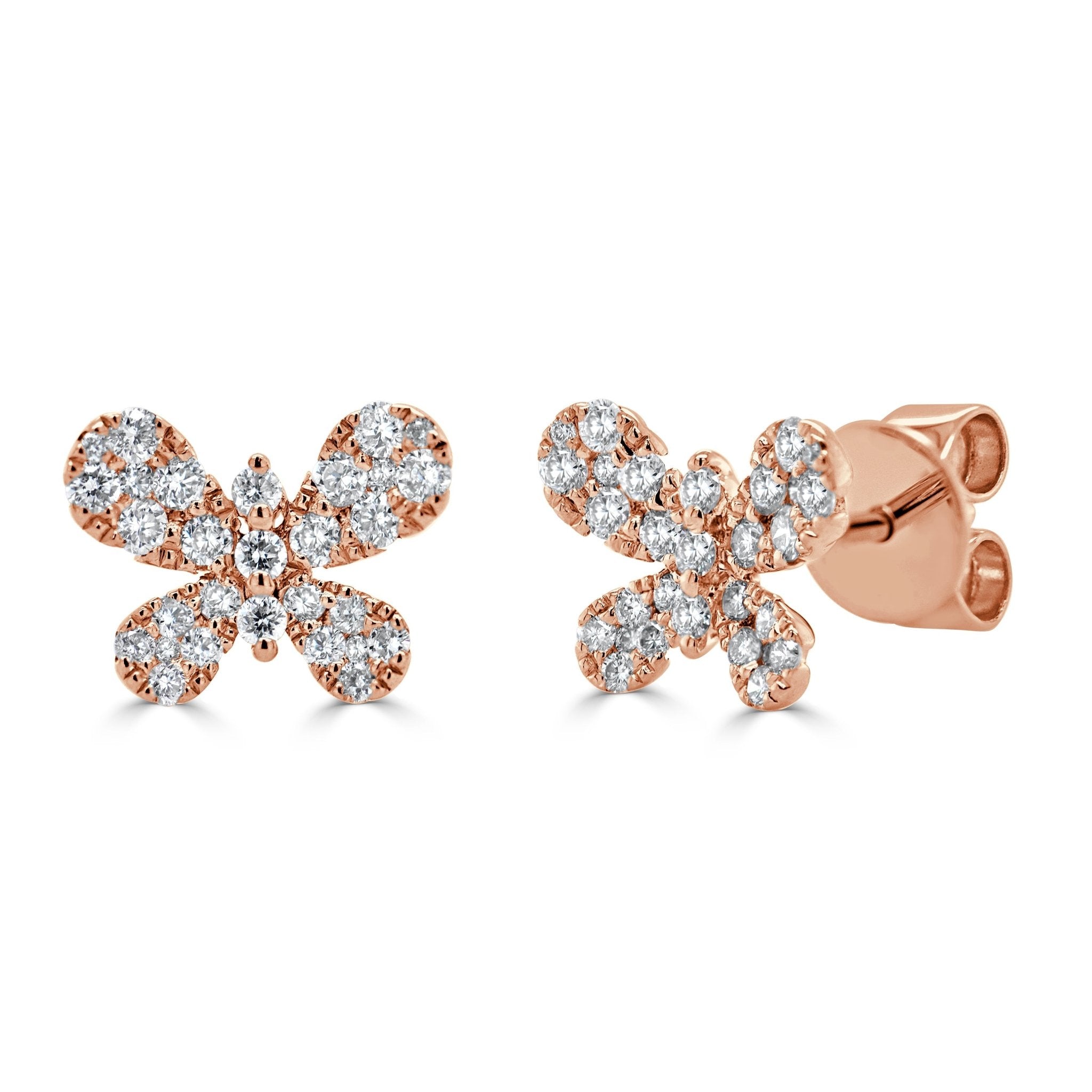 Diamond Butterfly Stud Earrings