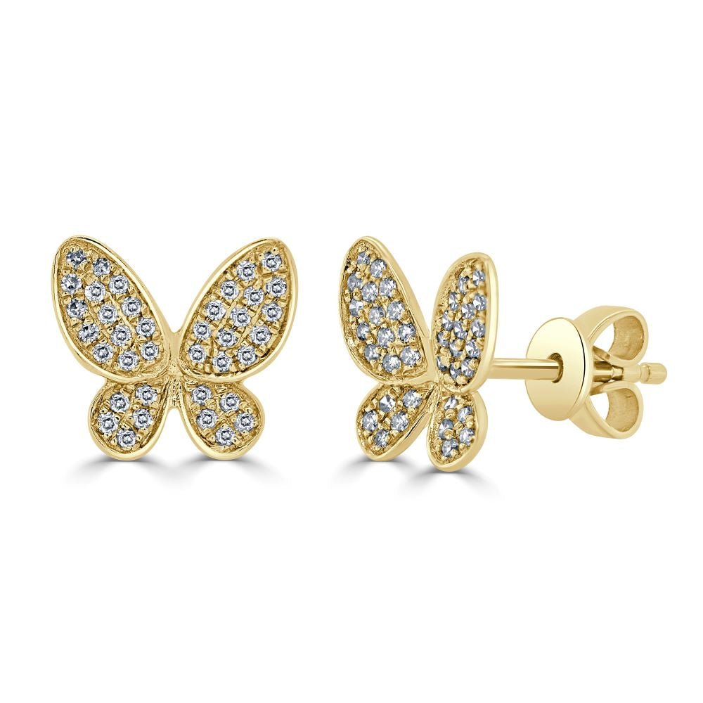 Diamond Butterfly Stud Earrings