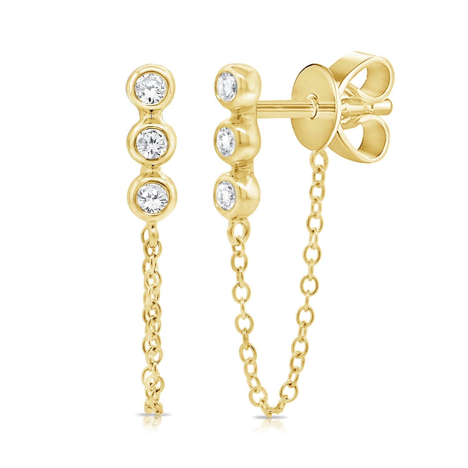 Diamond Chain Dangle Earrings
