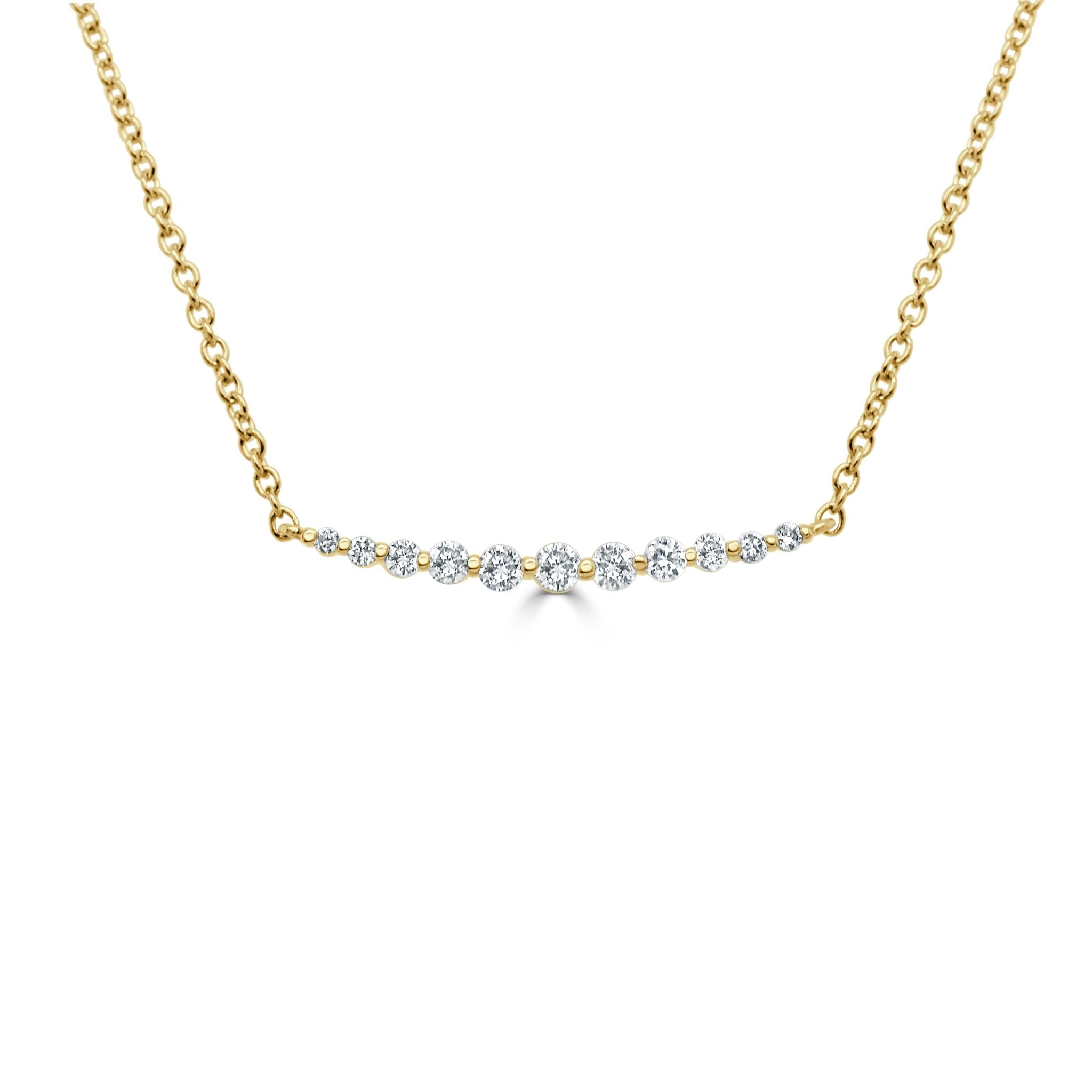 Diamond Curved Bar Necklace (Smaller Diamonds)