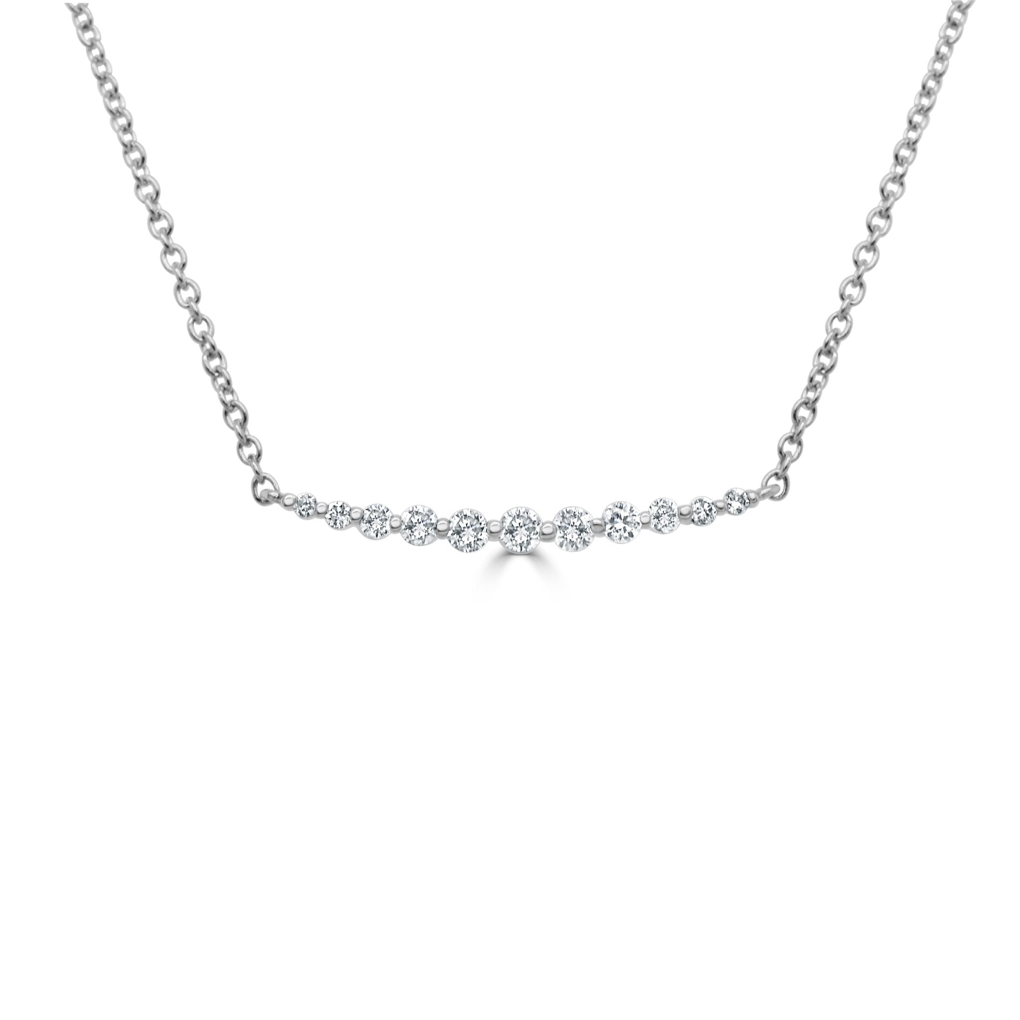 Diamond Curved Bar Necklace (Smaller Diamonds)