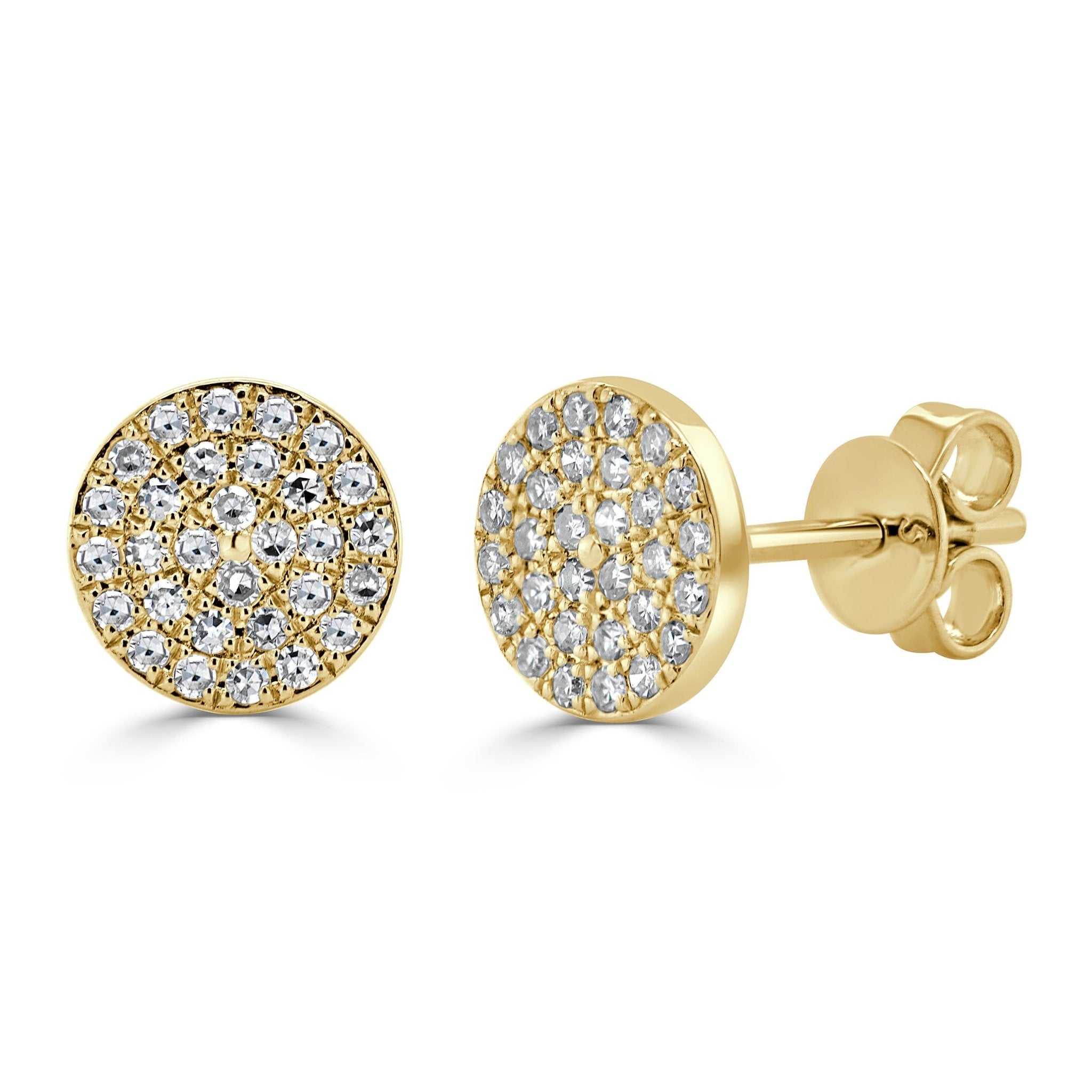 Diamond Disc Stud Earrings