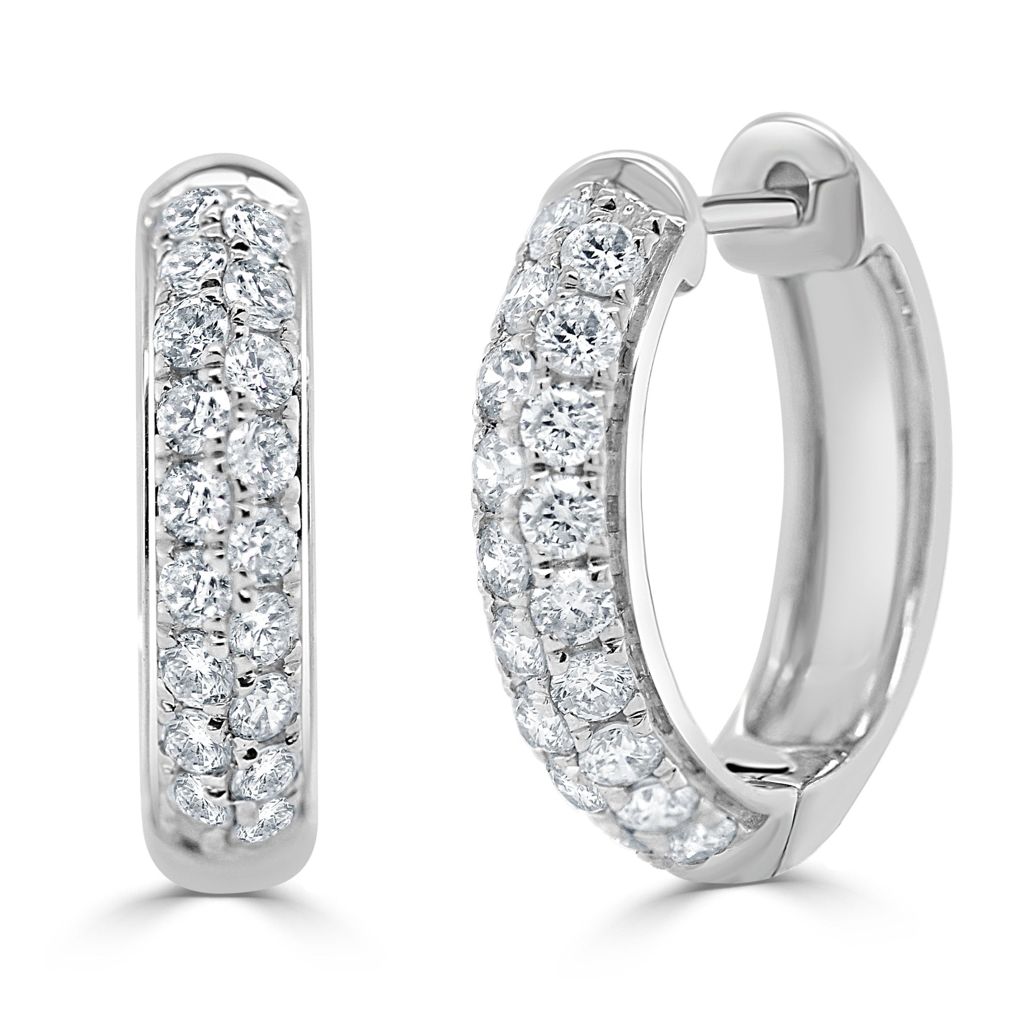 Diamond Double Row Hoop Earrings