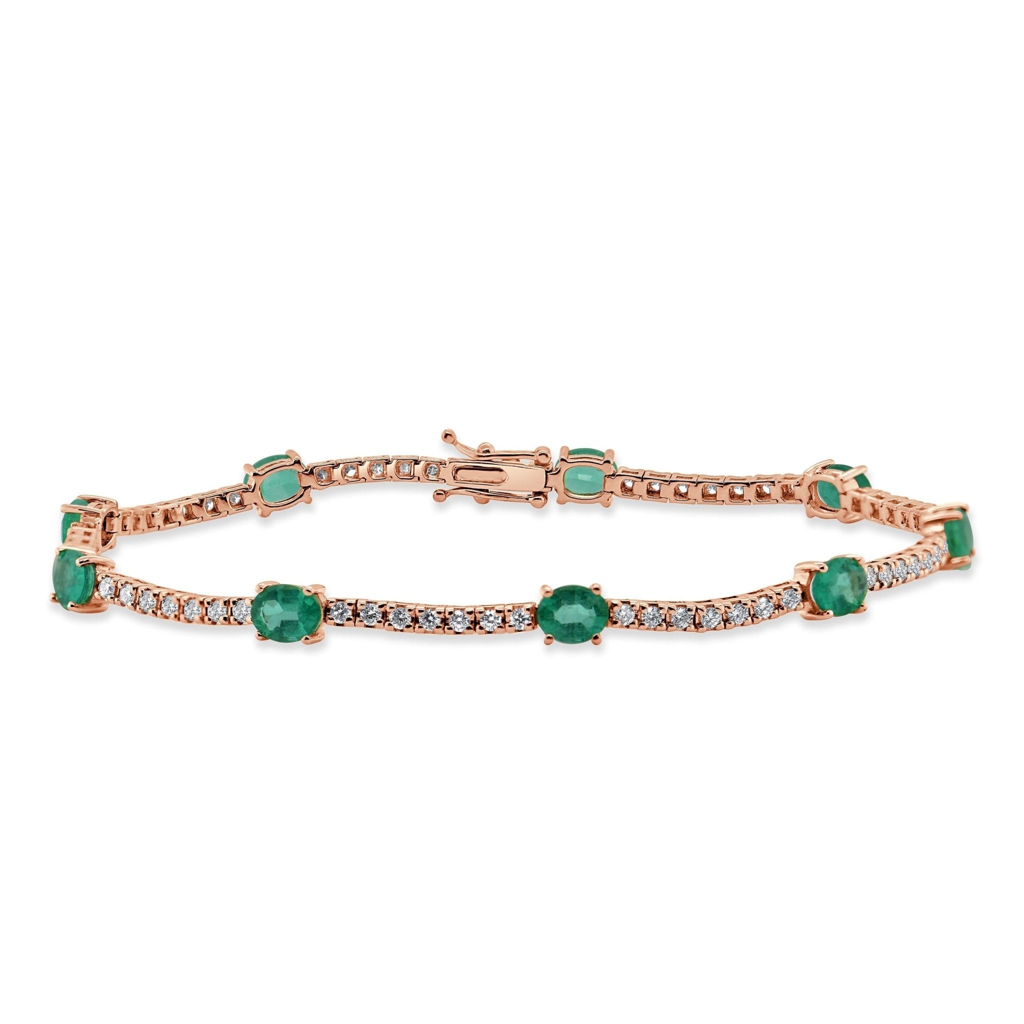 Diamond Emerald Station Tennis Bracelet